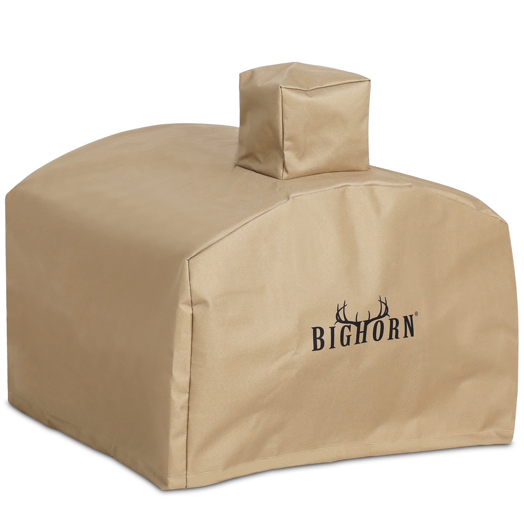 Big Horn 13 inch gas pizza oven cover in beige Oxford fabric. Protects from sun, rain, and dust.