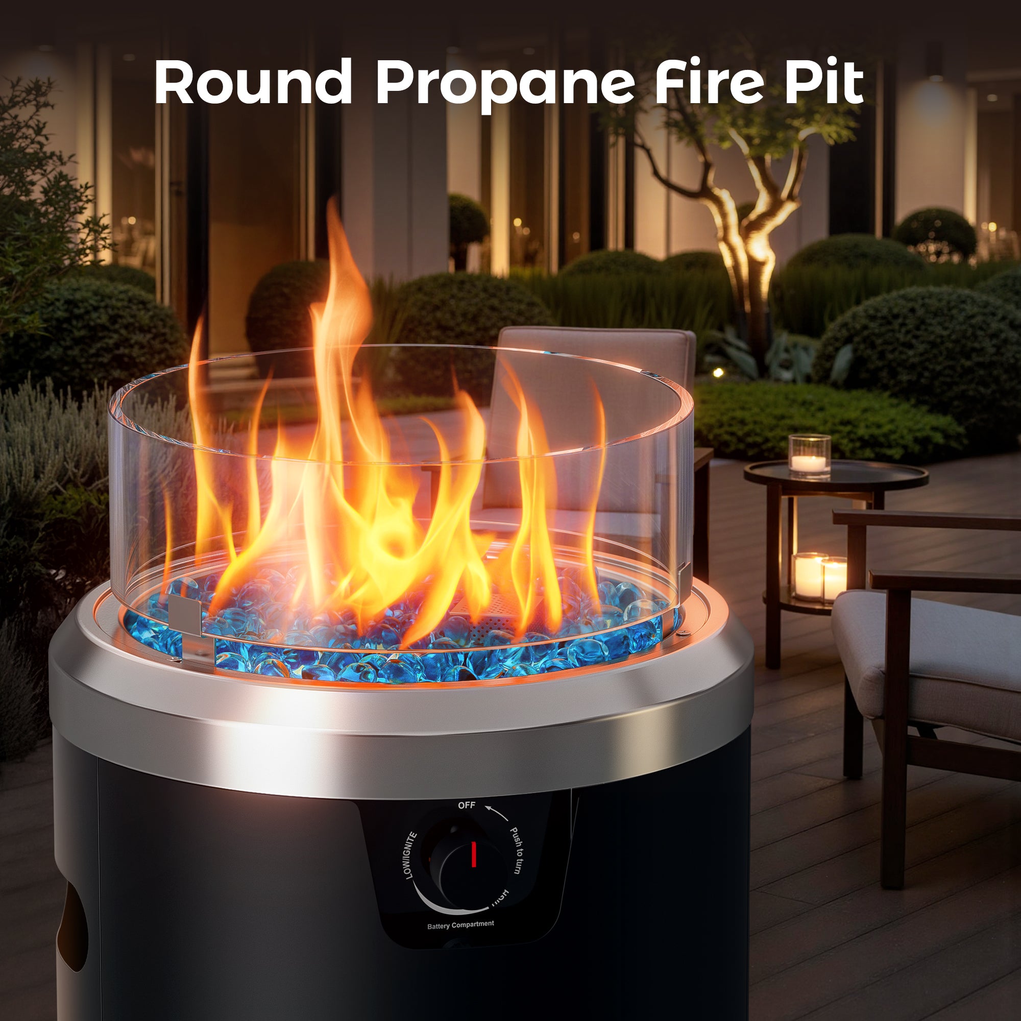 15‘’ Column Round Propane Fire Pit - by Buschbeck