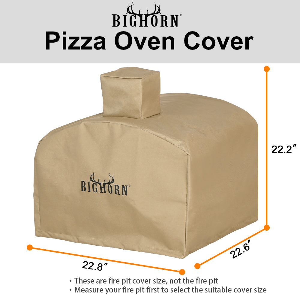 Big Horn 13" gas pizza oven cover in beige, Oxford fabric. Durable cover for outdoor protection, perfect fit.