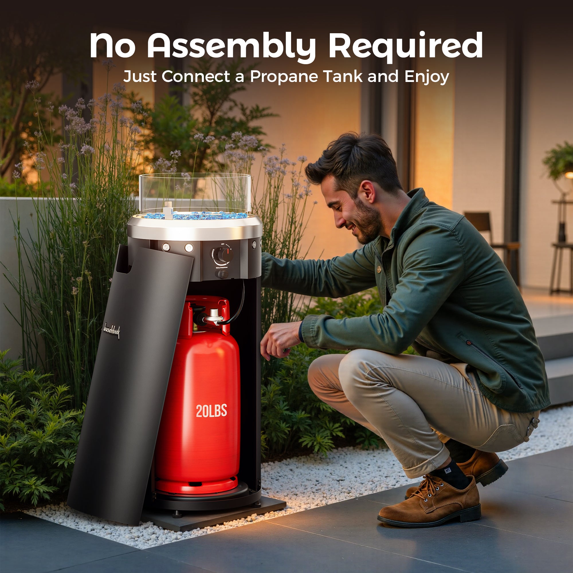 15‘’ Column Round Propane Fire Pit - by Buschbeck