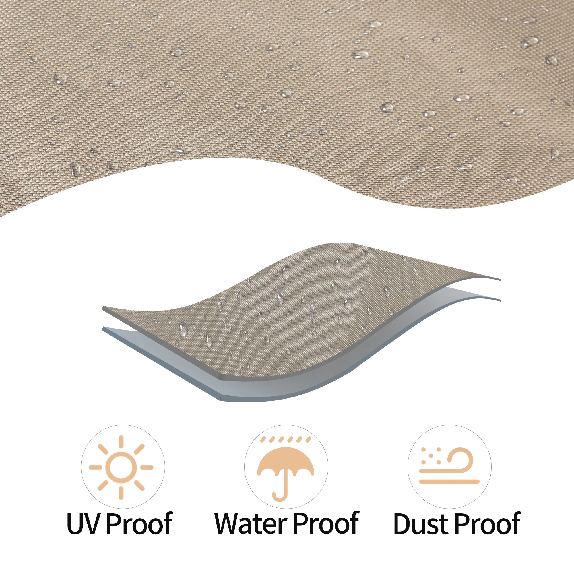 Tan Oxford pizza oven cover fabric, waterproof, UV and dust resistant; protects against the elements.
