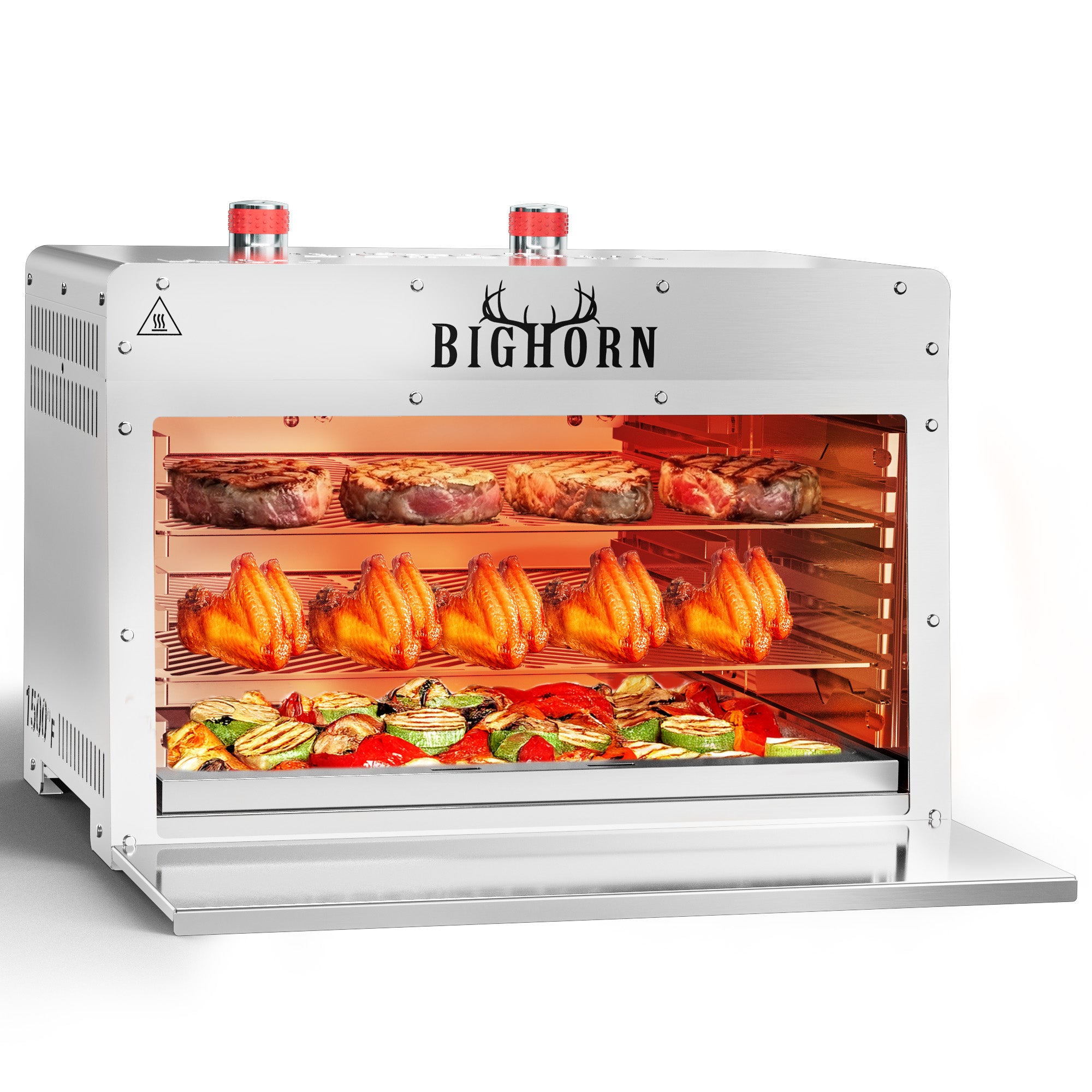 1500℉ (816°C) Portable Infrared Steak Grill with Pizza Stone, Stainless Steel- 16 Inch