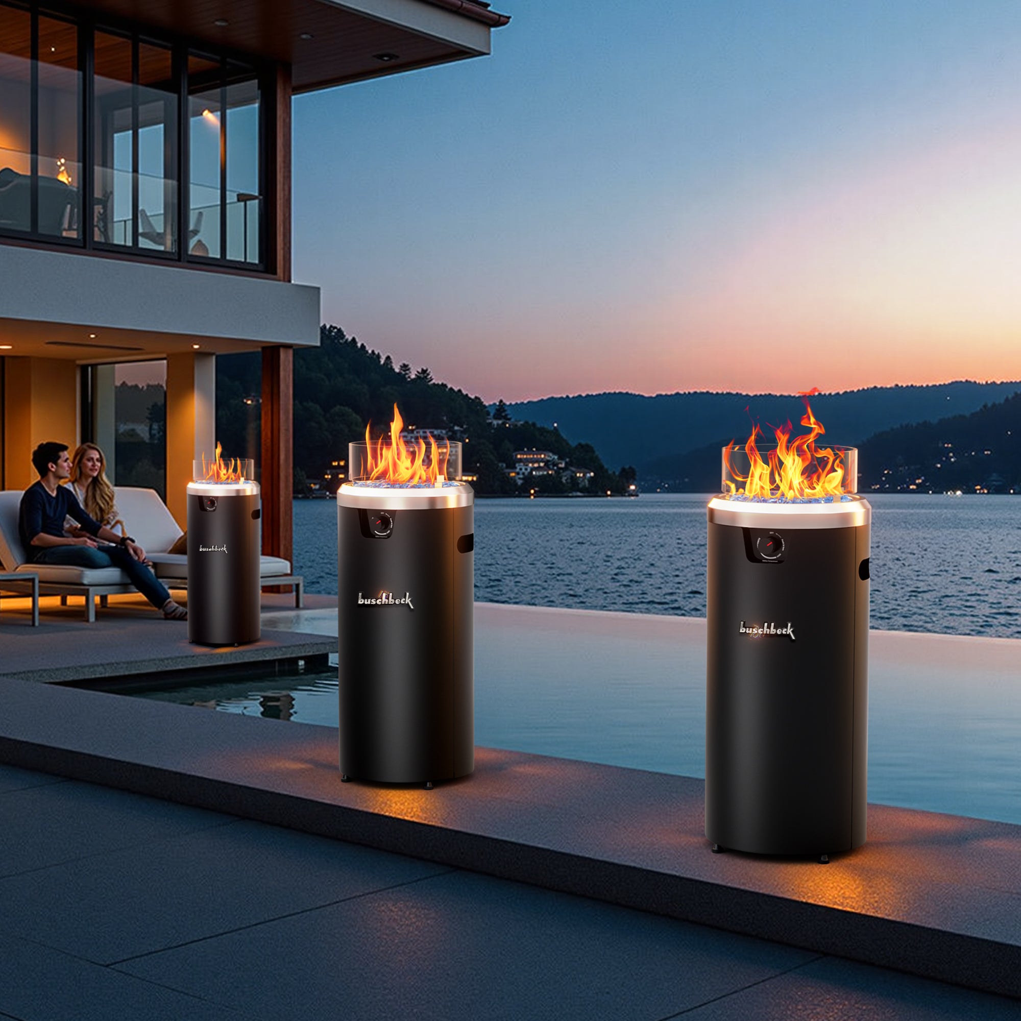 15‘’ Column Round Propane Fire Pit - by Buschbeck