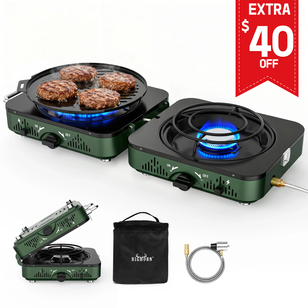 Portable 2 Burner Propane Camping Stove