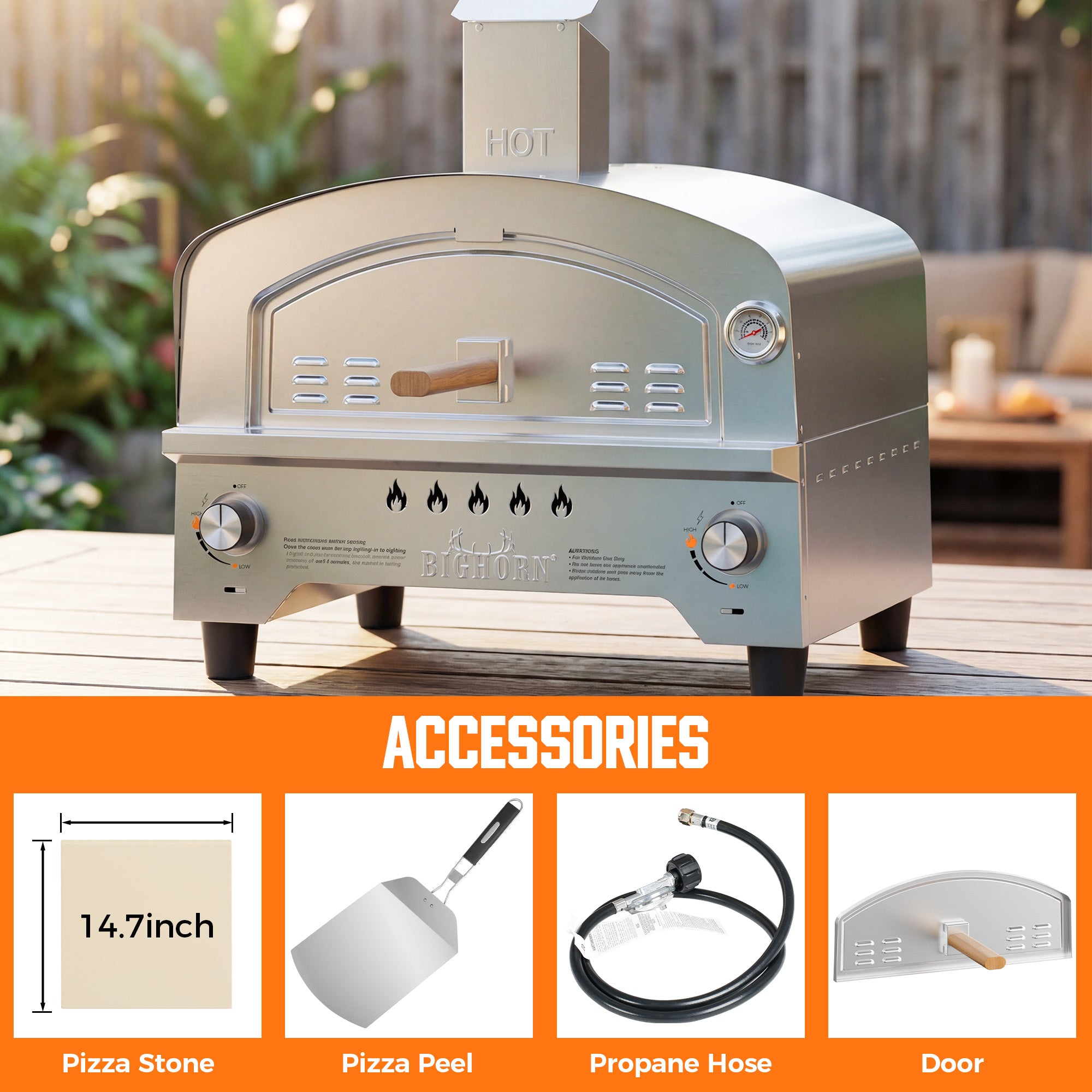 15" Dual Burner Gas Pizza Oven