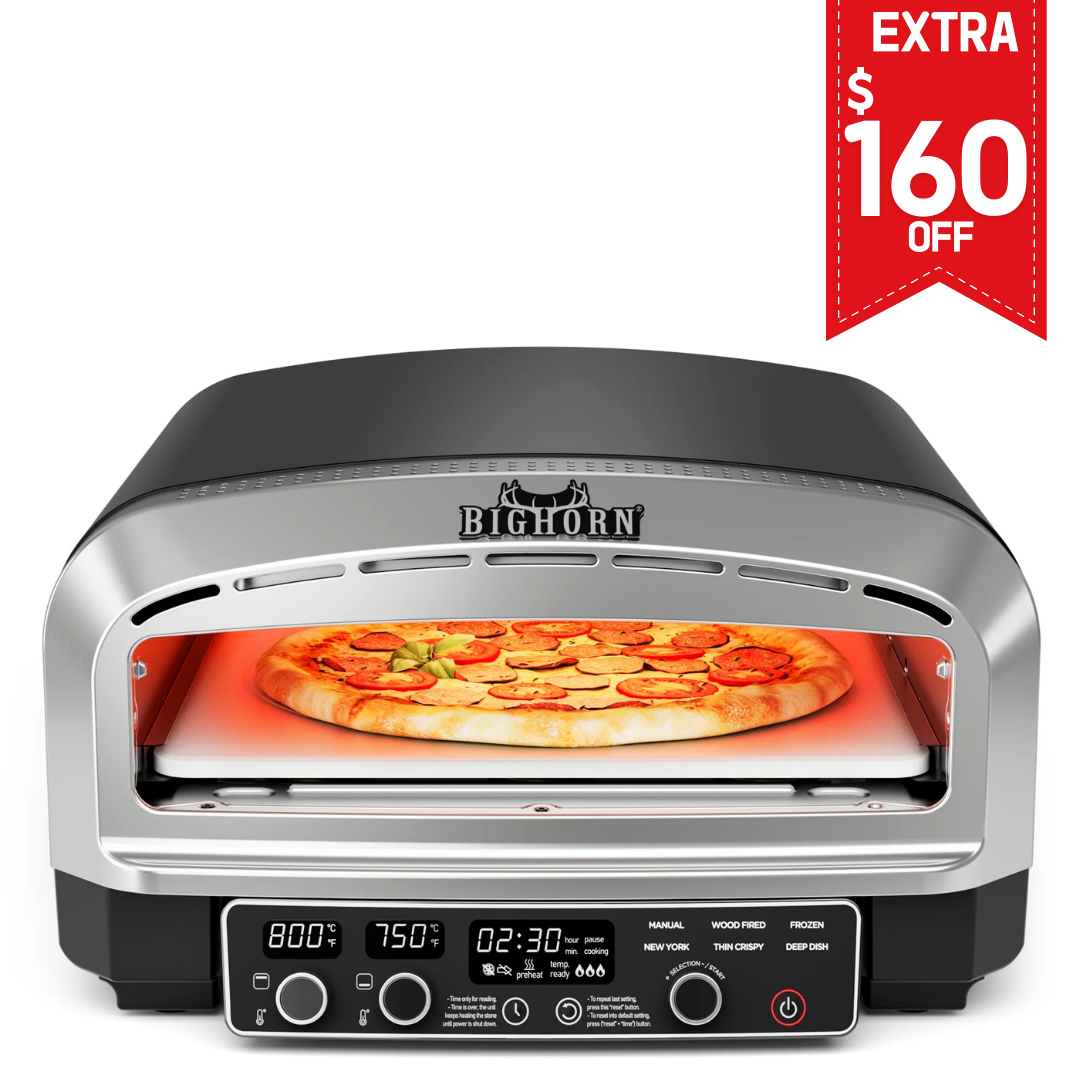 14" Indoor Electric Countertop Pizza Oven with 6 Preset Modes, Stainless Steel