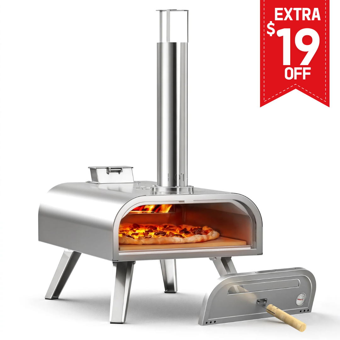 16" Wood Pellet Pizza Oven, Sliver/Black