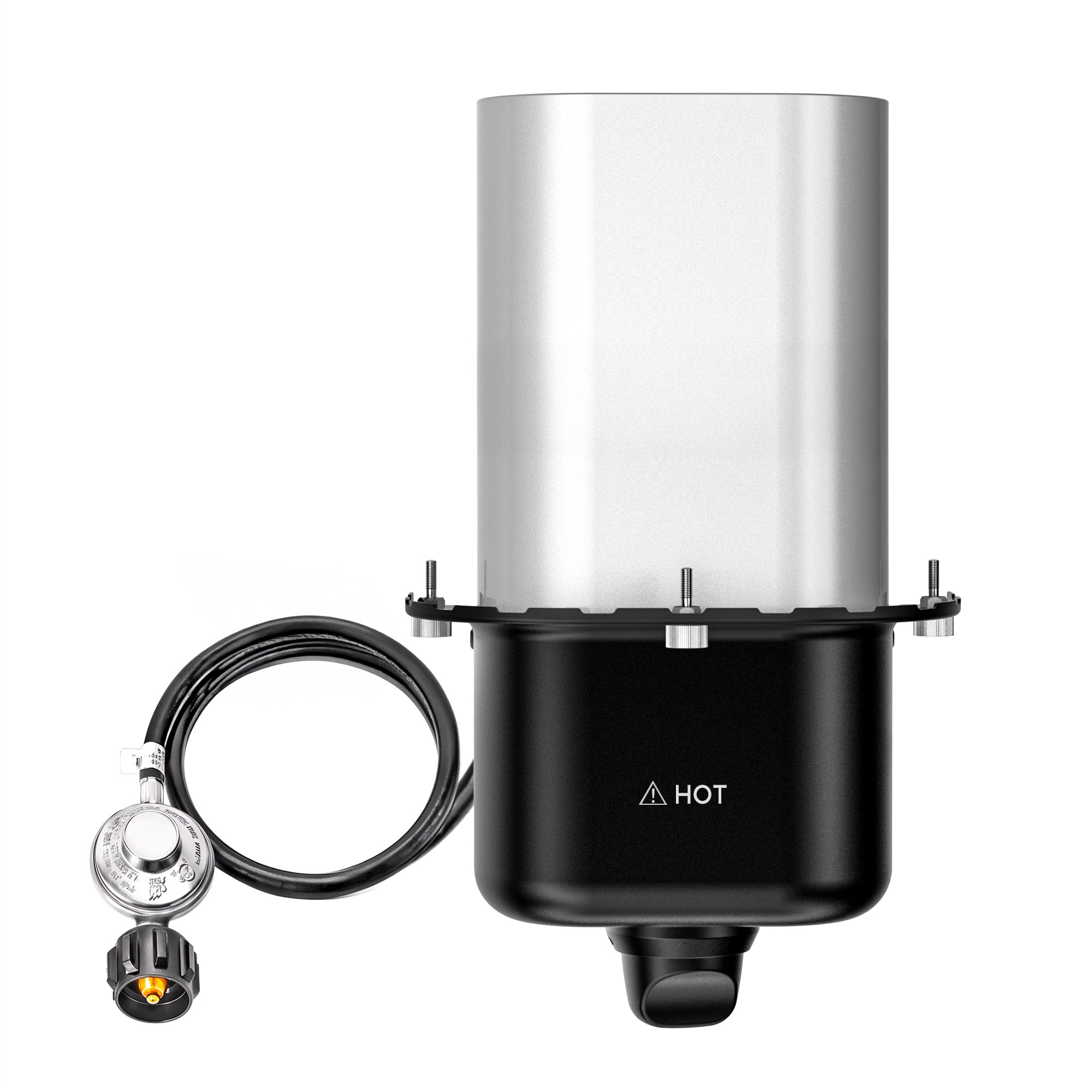 Propane gas burner with regulator and hose. Perfect for gas pizza oven cooking.