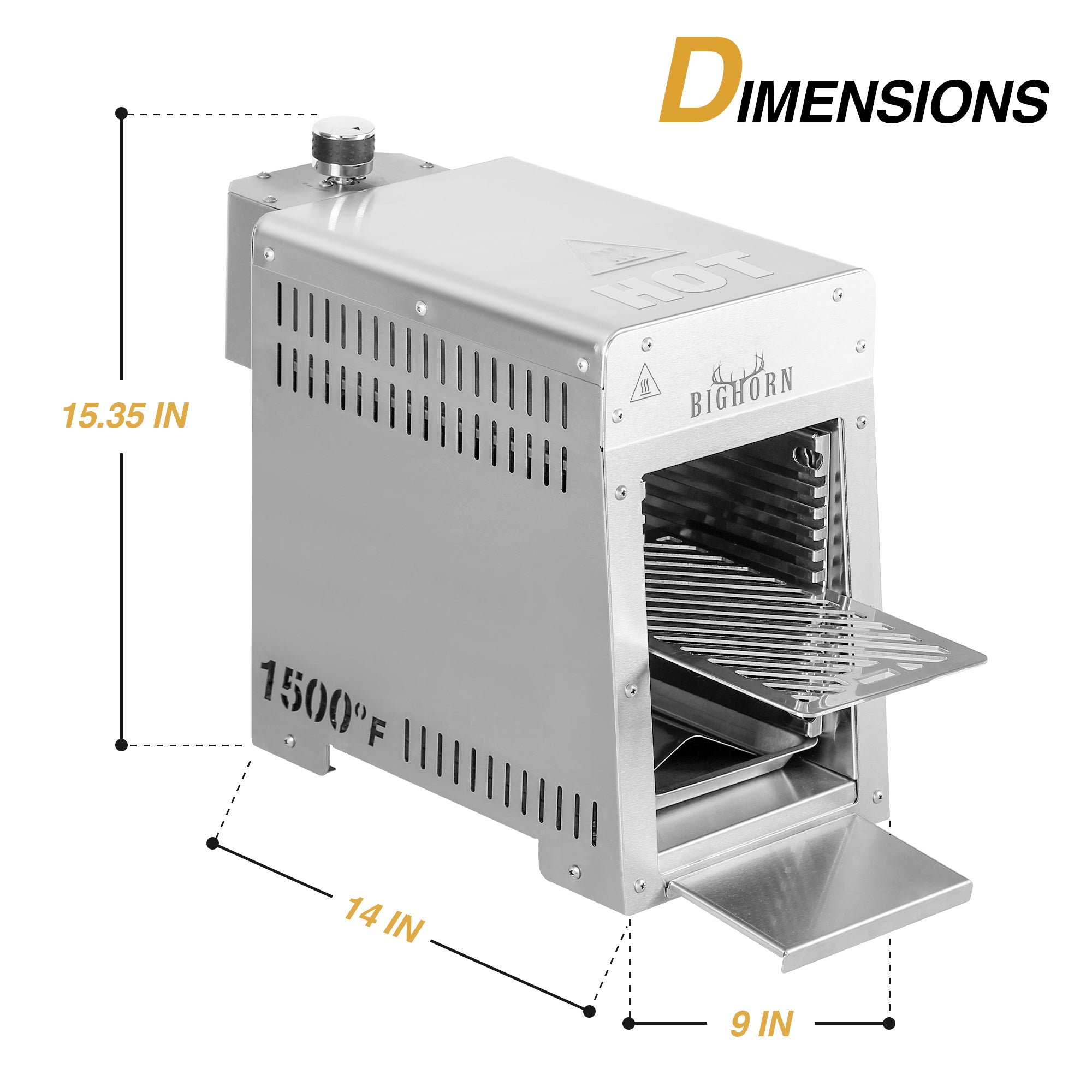 Big Horn Outdoors 1500℉ Infrared Steak Grill. Stainless steel grill for perfect steaks.