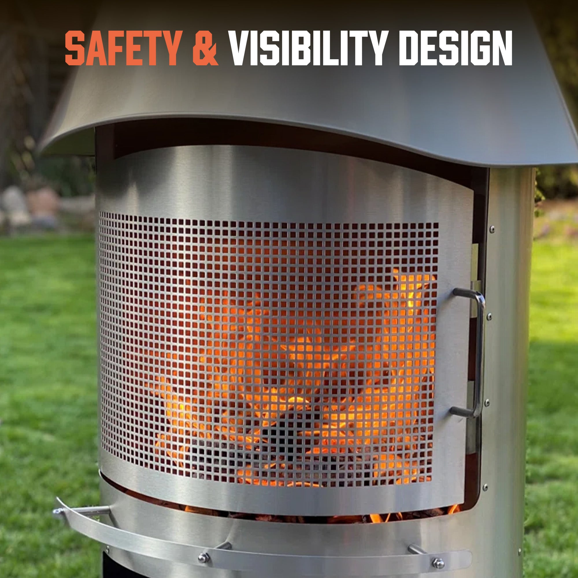 90.6”H Twin-Walled Chimenea - Efficient Wood-Burning Stainless Steel