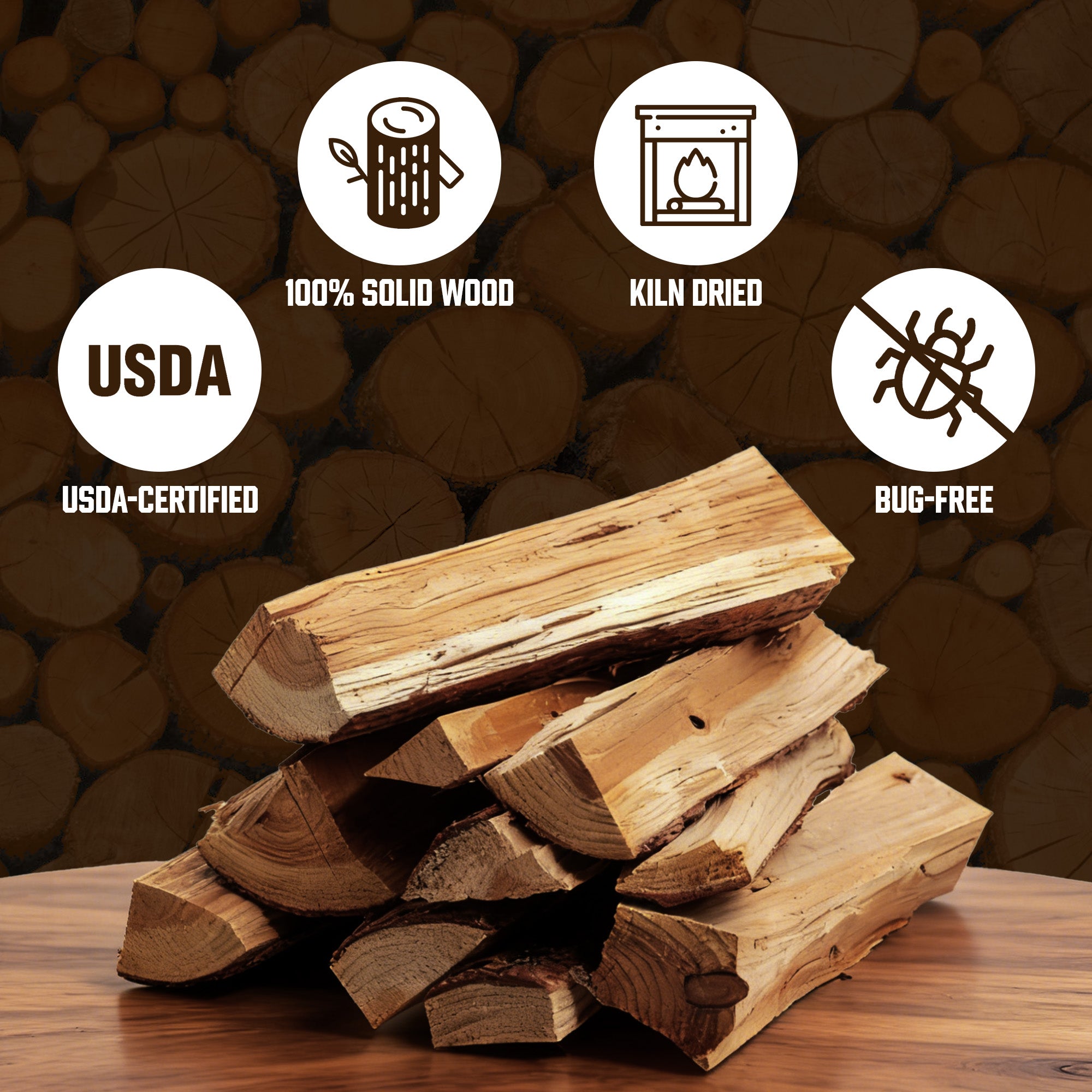 4.5″ Kiln-dried Oak Logs for Wood Pellet Pizza Oven (Approx. 10lbs)