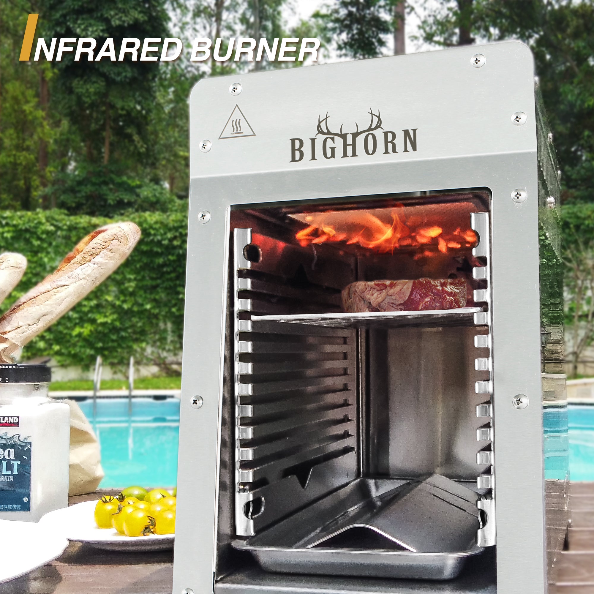1500℉ Infrared Steak Grill, Portable Propane Gas Grill, Stainless Steel- 9 Inch