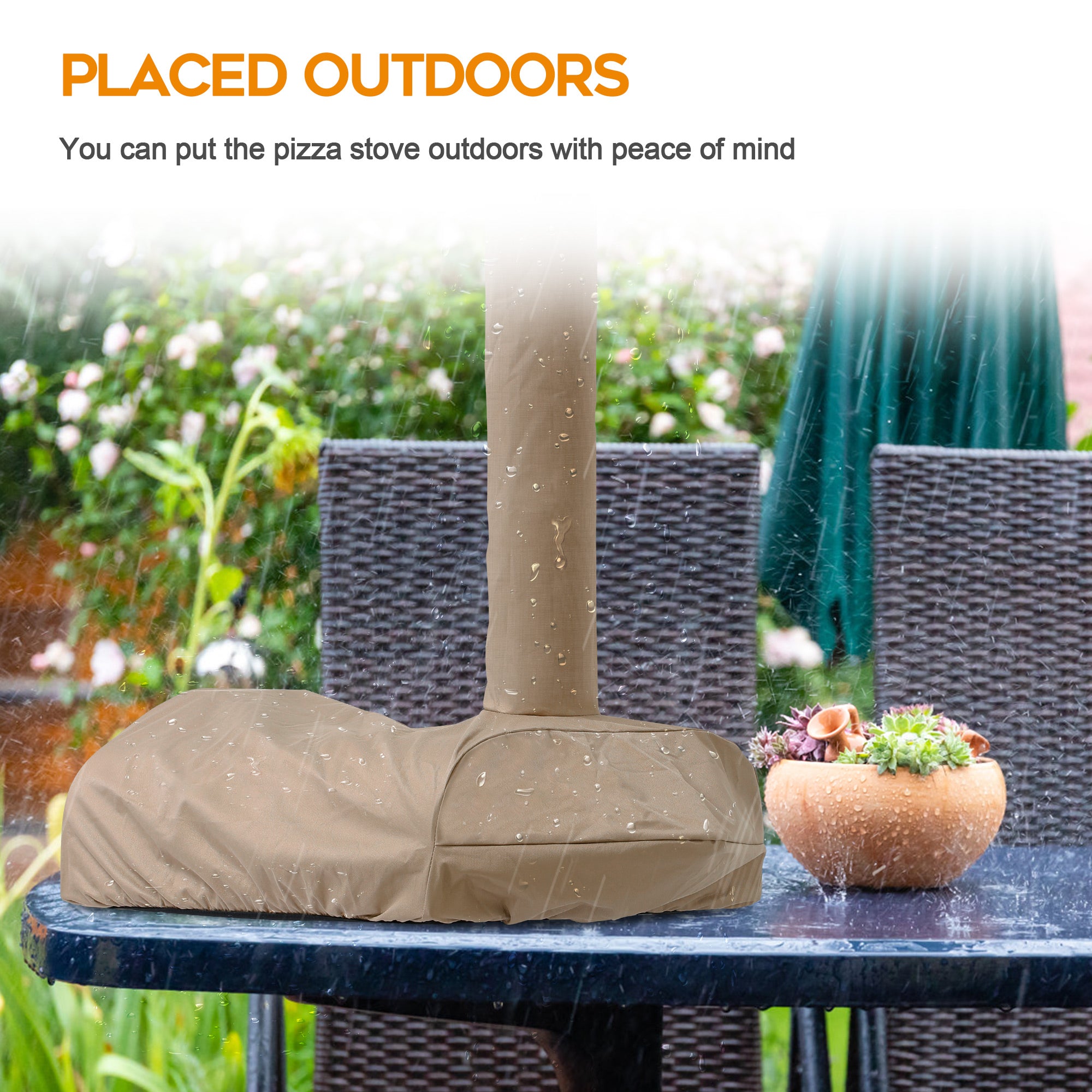 Big Horn Outdoors 16-inch pizza oven cover, Oxford fabric, placed outdoors, rain and weather protection, beige