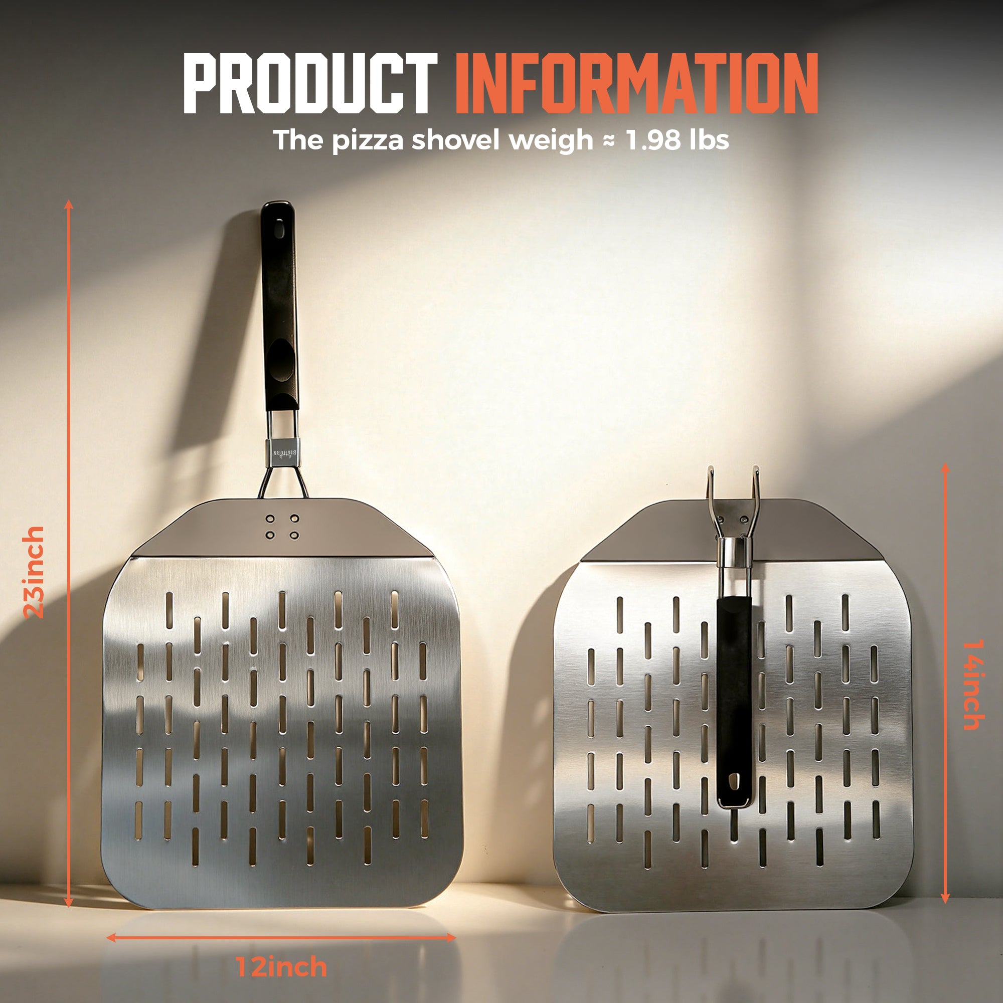 12” Perforated Pizza Peel with Foldable Handle