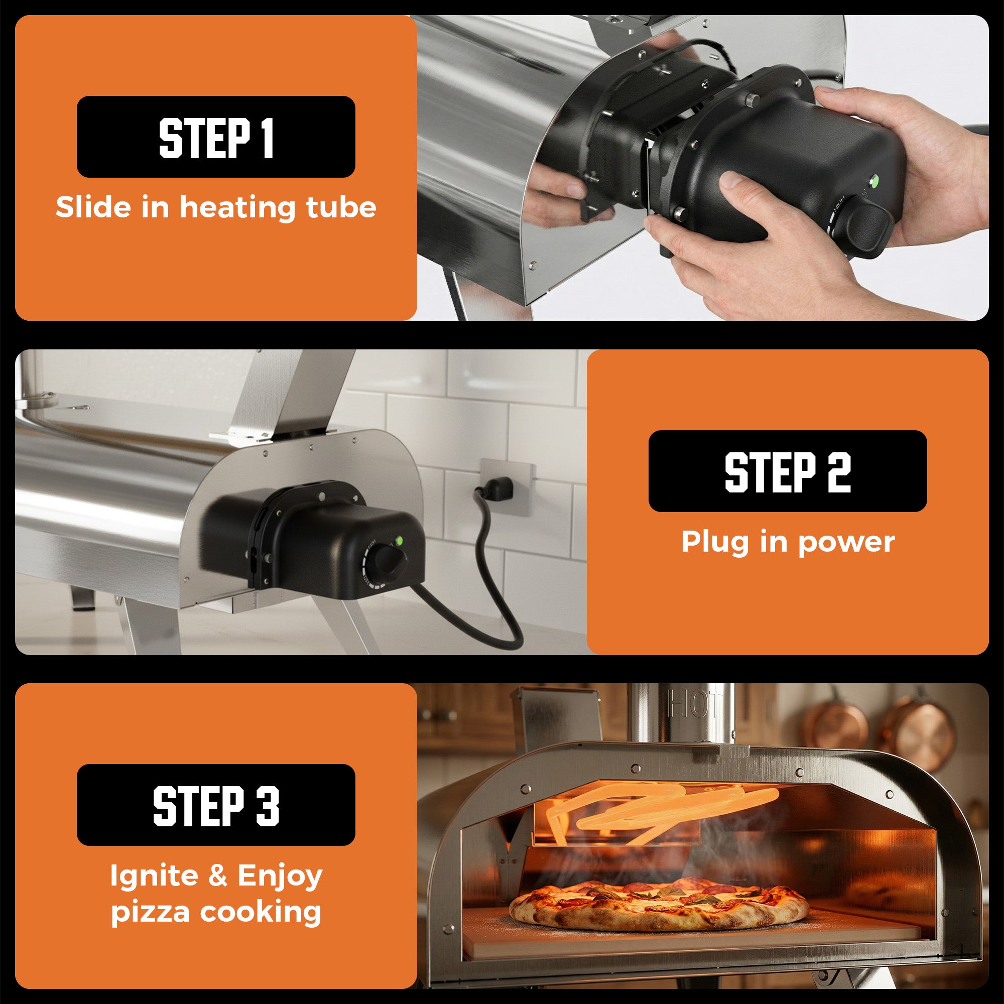 1500W Electric Heating Element with Adjustable Thermostat Controller