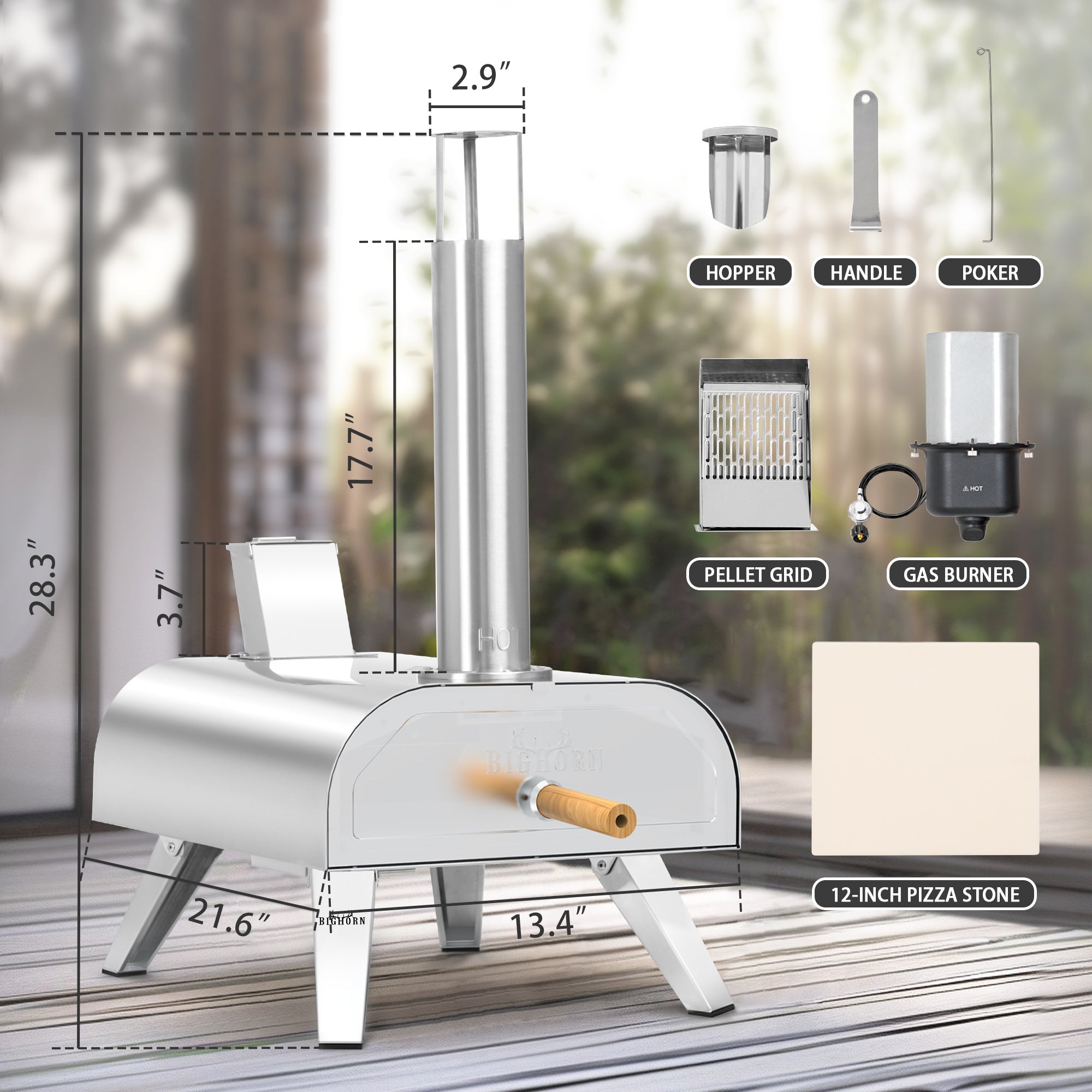 12" Pellet & Gas Pizza Oven