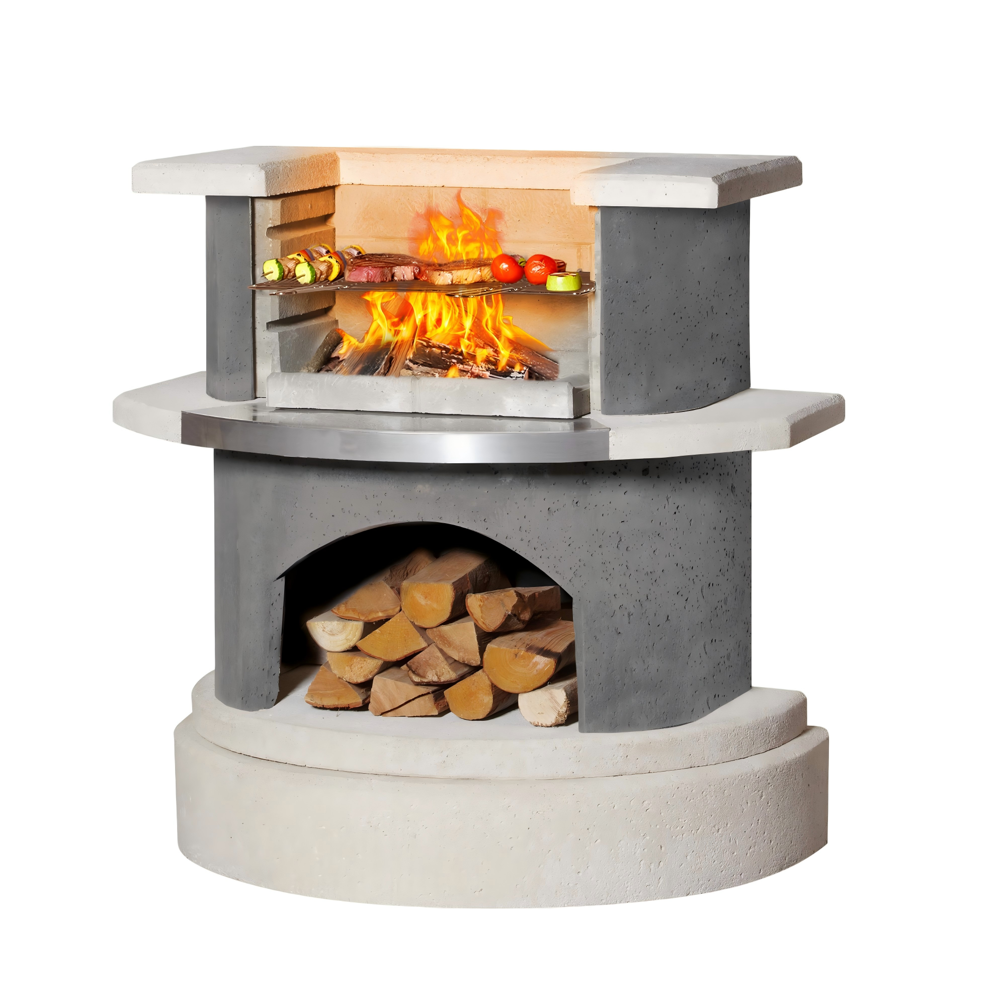 36.6h concrete outdoor fireplace with grill