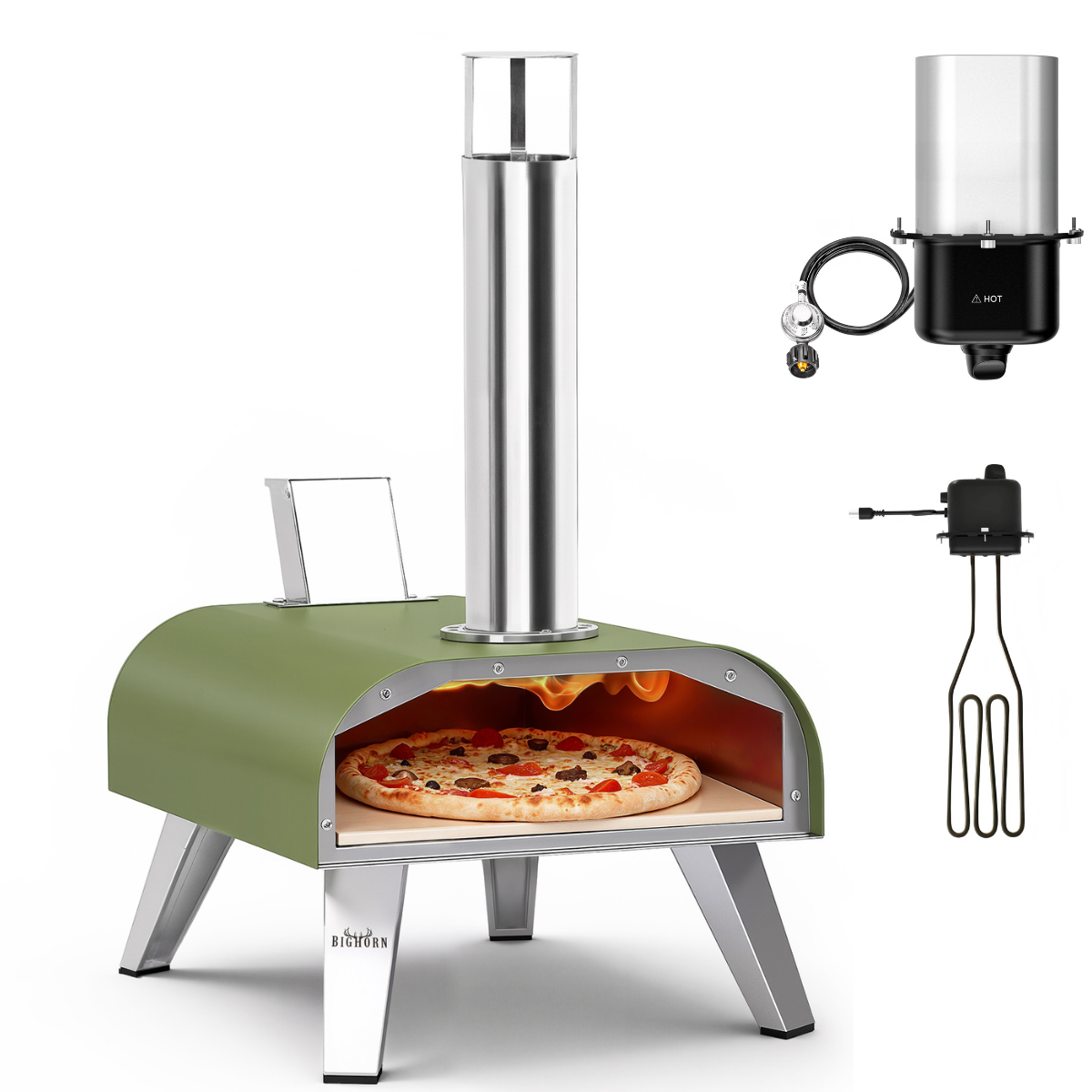 12” Triple-Fuel Pizza Oven – Wood Pellet, Gas & Electric Compatible