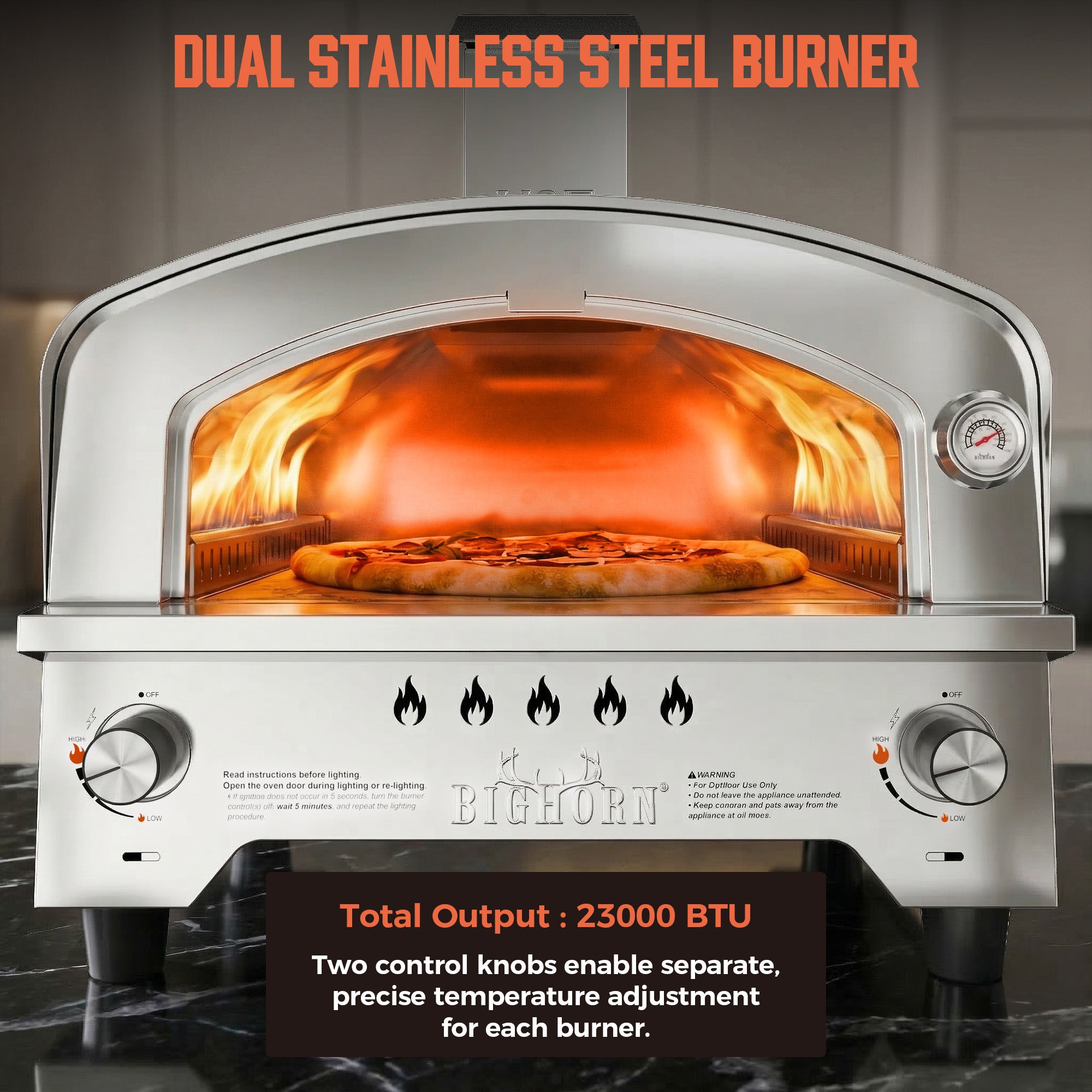 15" Dual Burner Gas Pizza Oven