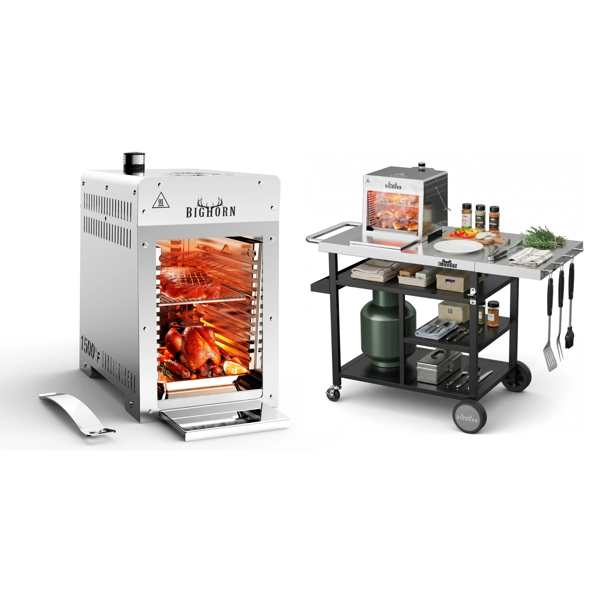 1500℉ Portable Infrared Steak Grill With Grill Cart Bundle