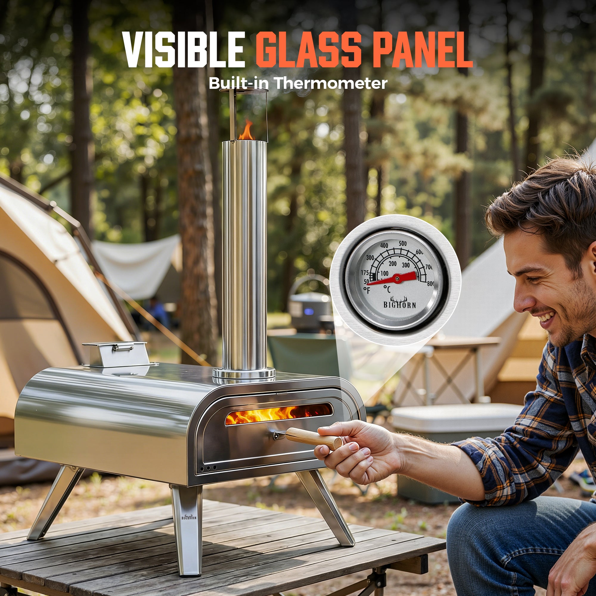 16" Wood Pellet Pizza Oven, Silver/Black