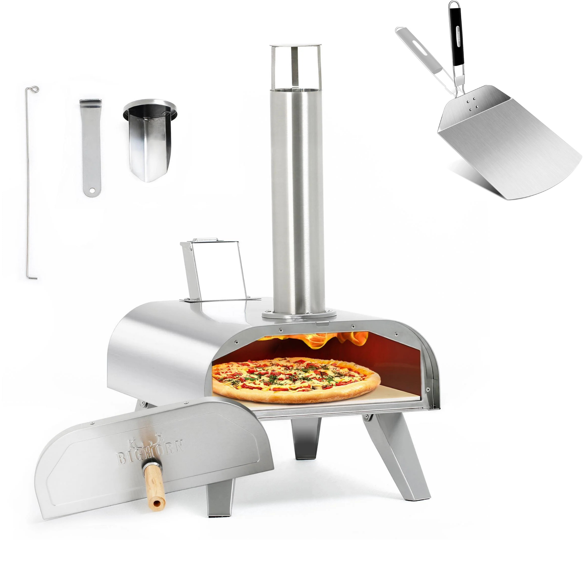 12" Wood Pellet Pizza Oven Steel Peel Bundle