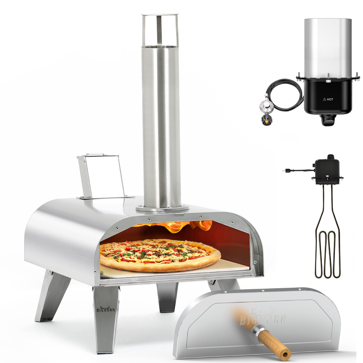 12” Triple-Fuel Pizza Oven – Wood Pellet, Gas & Electric Compatible