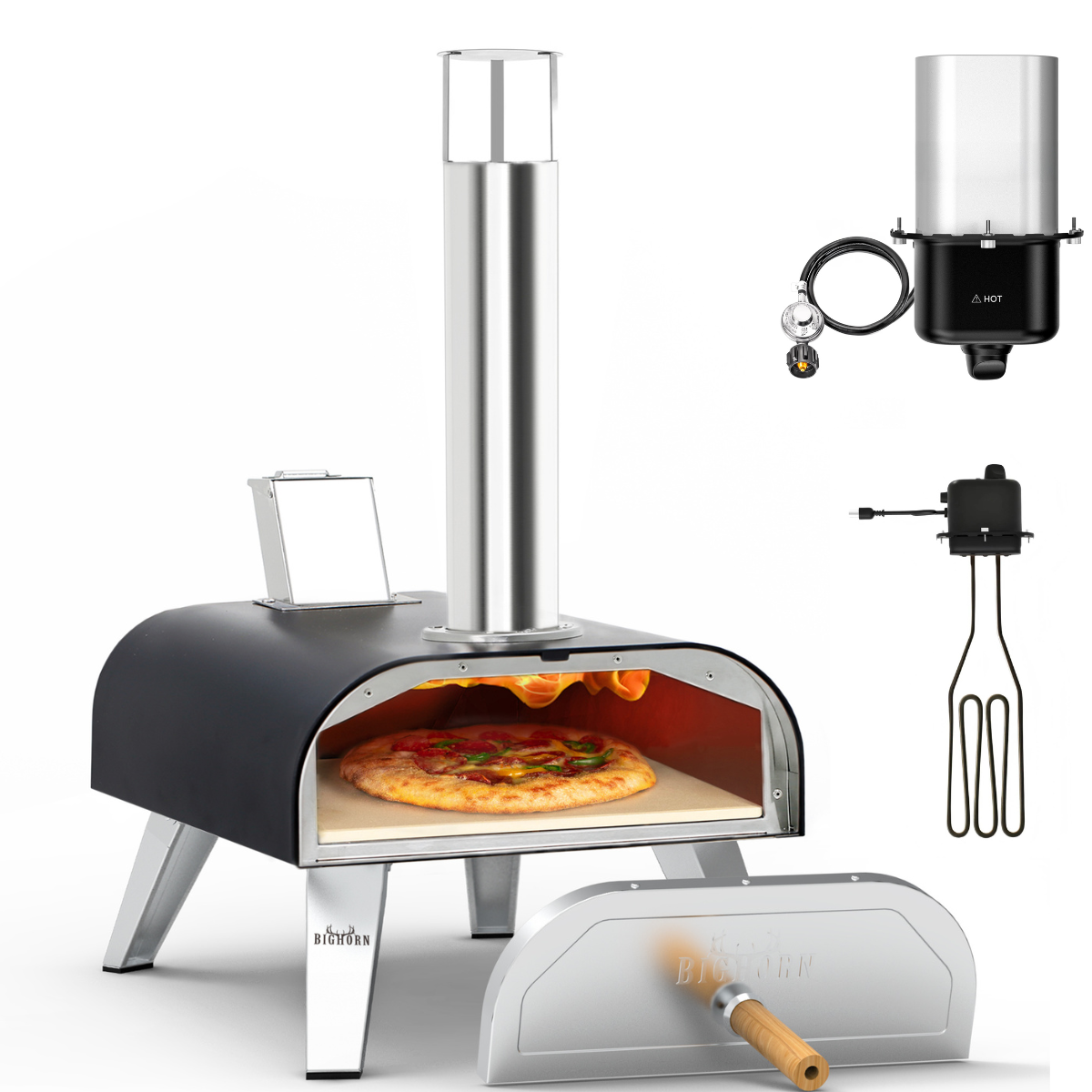 12” Triple-Fuel Pizza Oven – Wood Pellet, Gas & Electric Compatible