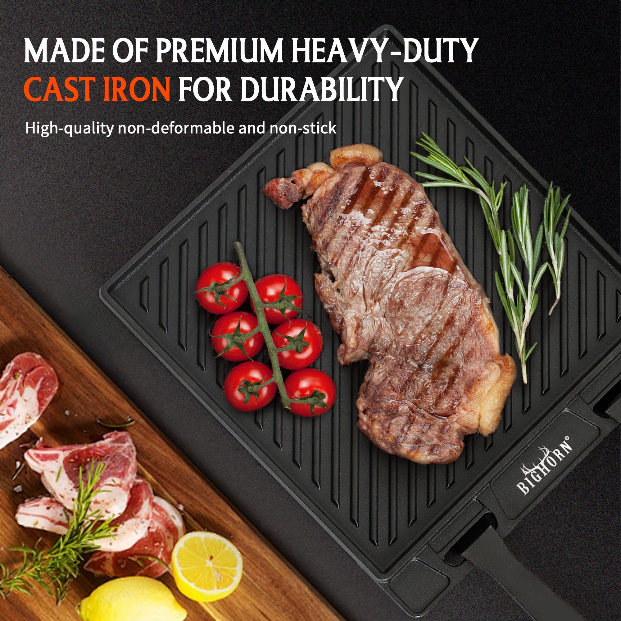 Reversible Cast Iron Grill Griddle Plate