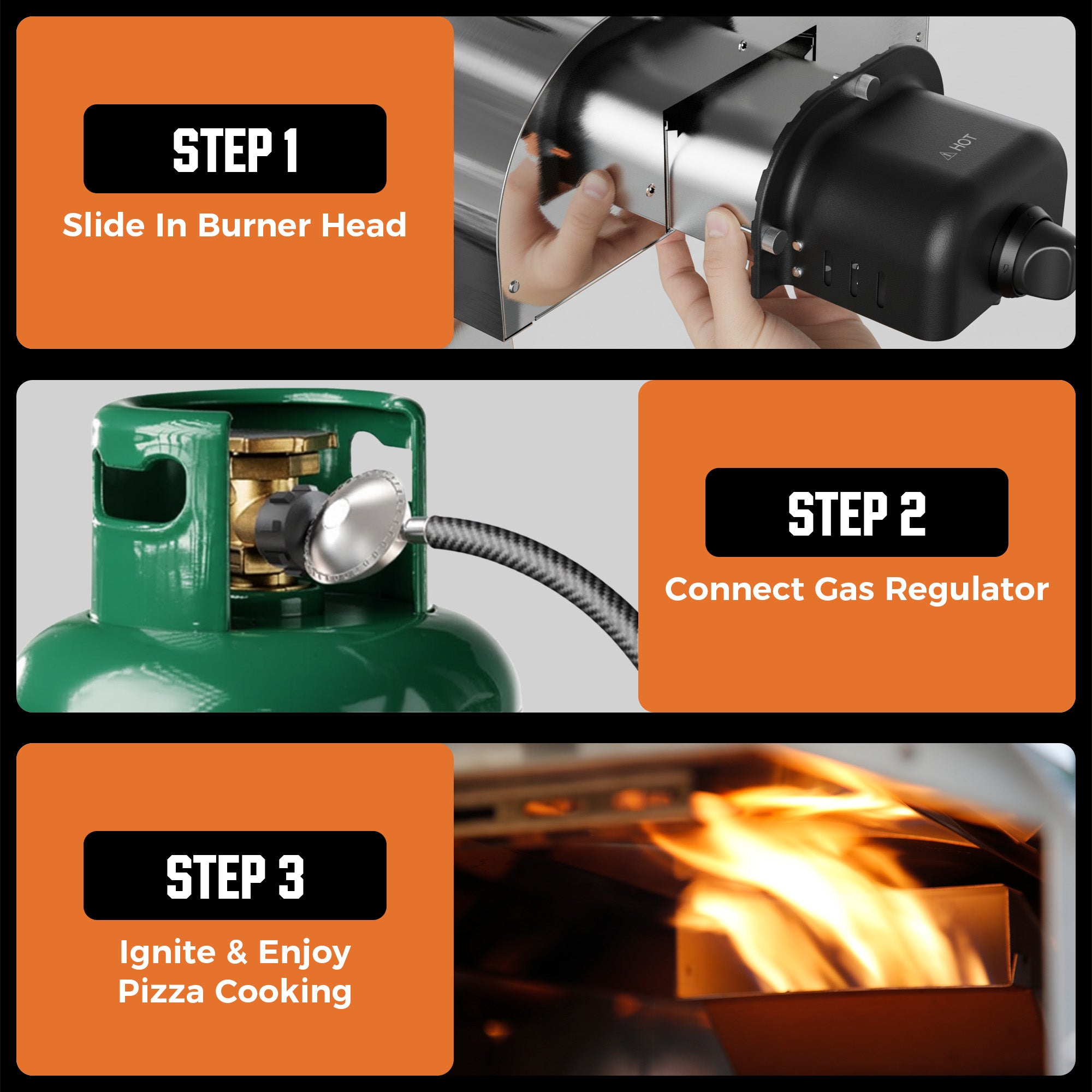 Propane Gas Burner with Regulator and Hose