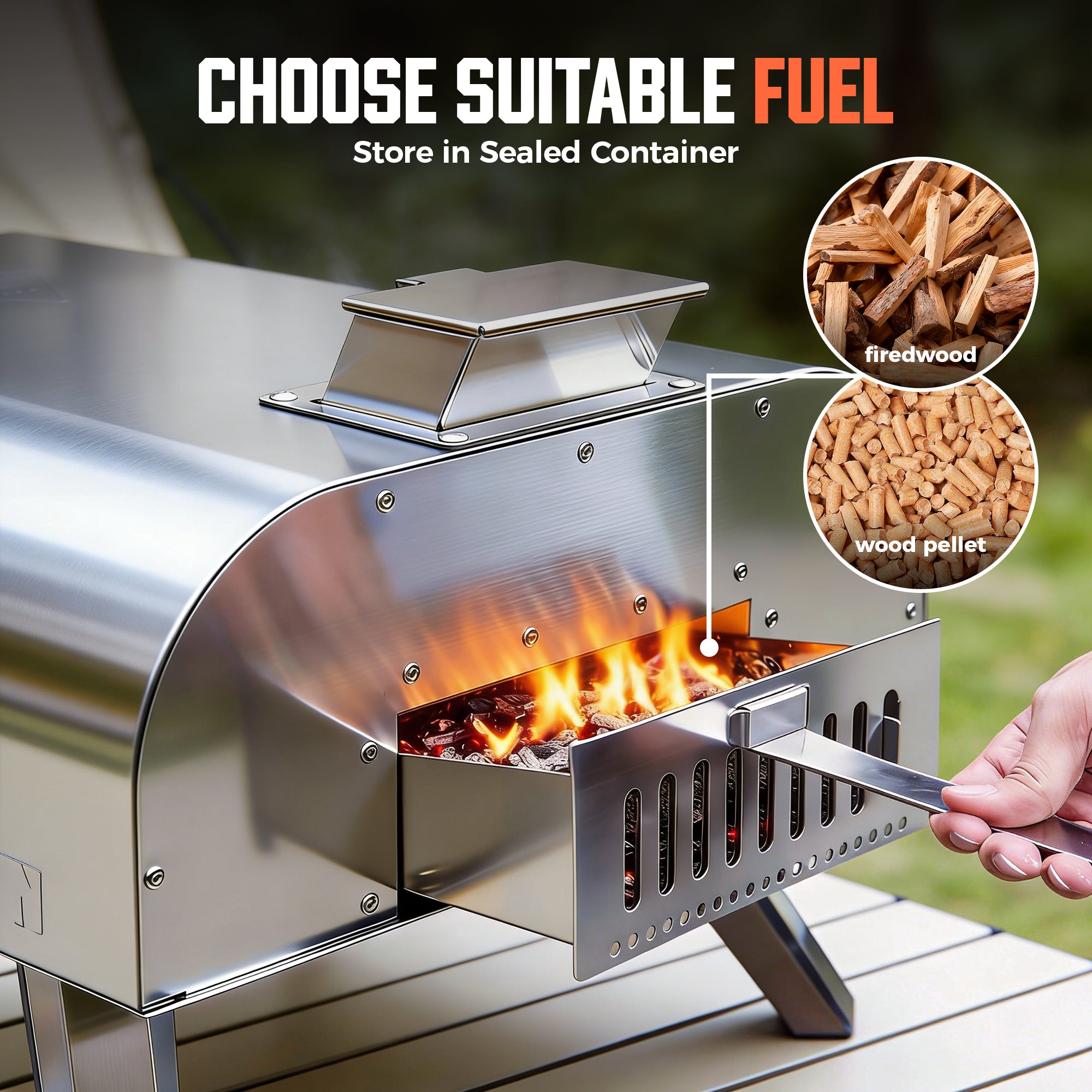 16" Wood Pellet Pizza Oven, Silver/Black