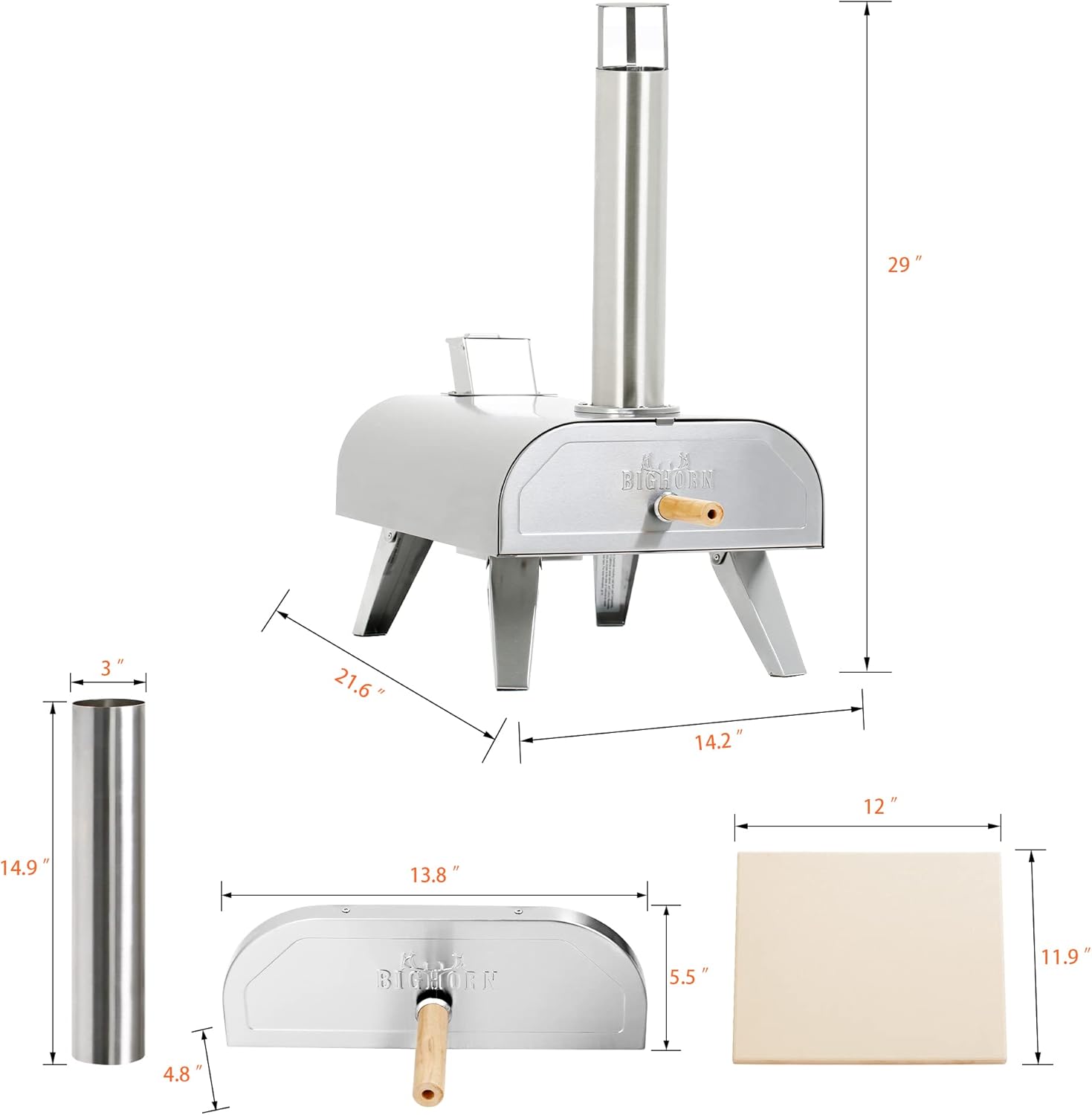 12" Wood Pellet Pizza Oven, Sliver/Black