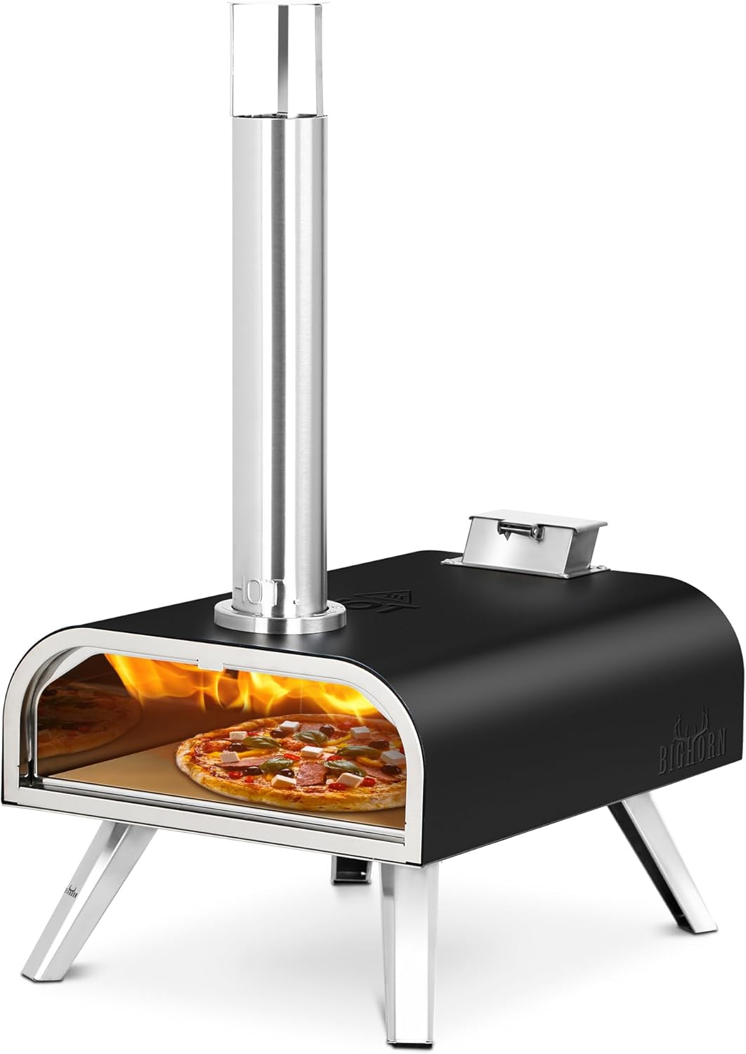 16" Wood Pellet Pizza Oven, Sliver/Black