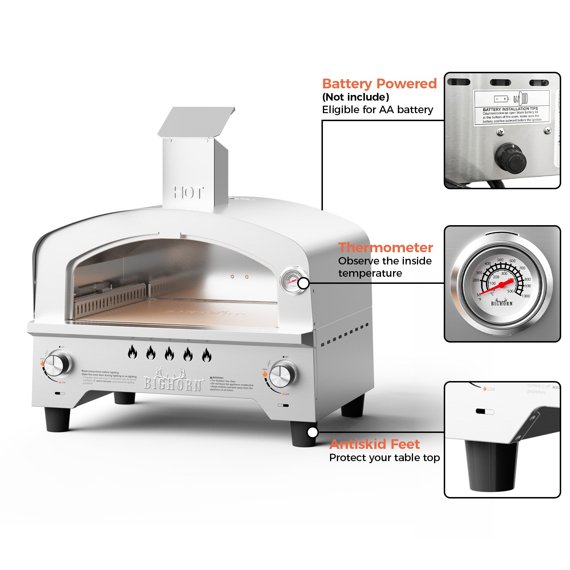 15" Dual Burner Gas Pizza Oven