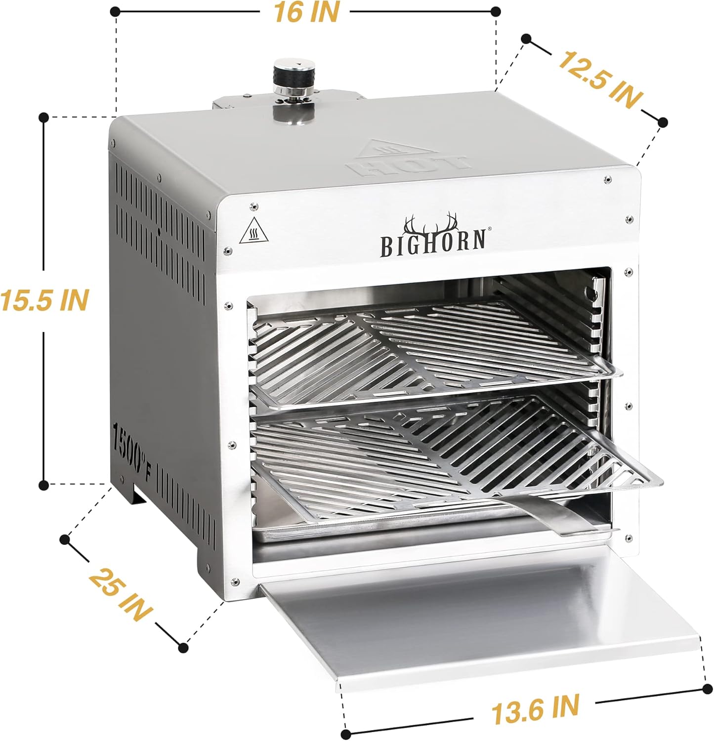 1500℉ Infrared Steak Grill, Portable Propane Gas Grill, Stainless Steel