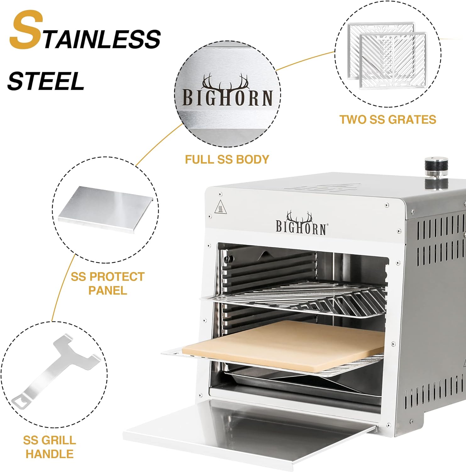 1500℉ Infrared Steak Grill, Portable Propane Gas Grill, Stainless Steel