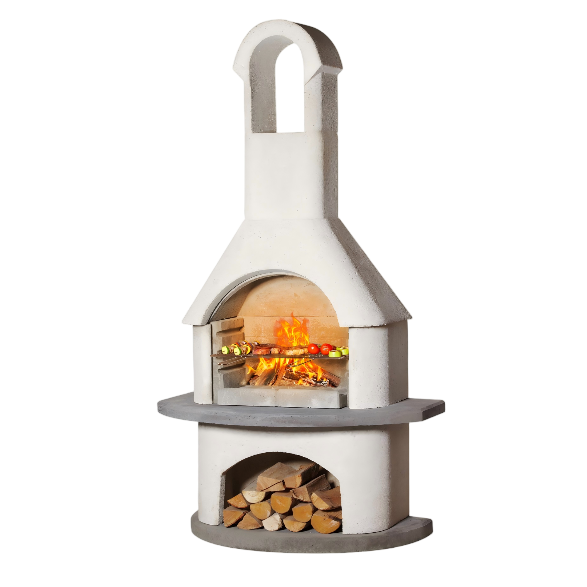 79.9”H Concrete Outdoor Fireplace with Grill