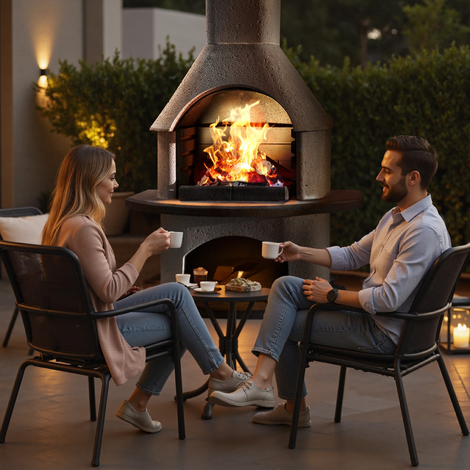 79.9”H Concrete Outdoor Fireplace with Grill