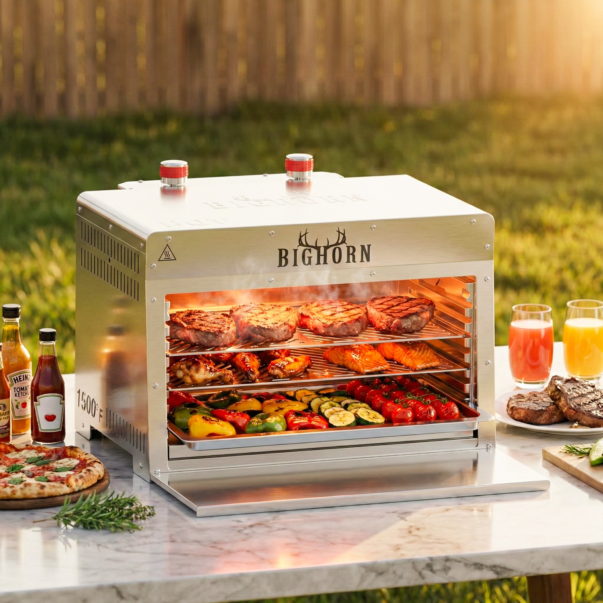 BBQコンロ 1500℉ Dual Infrared Burner Steak Grill with Pizza Stone, Stainless Ste