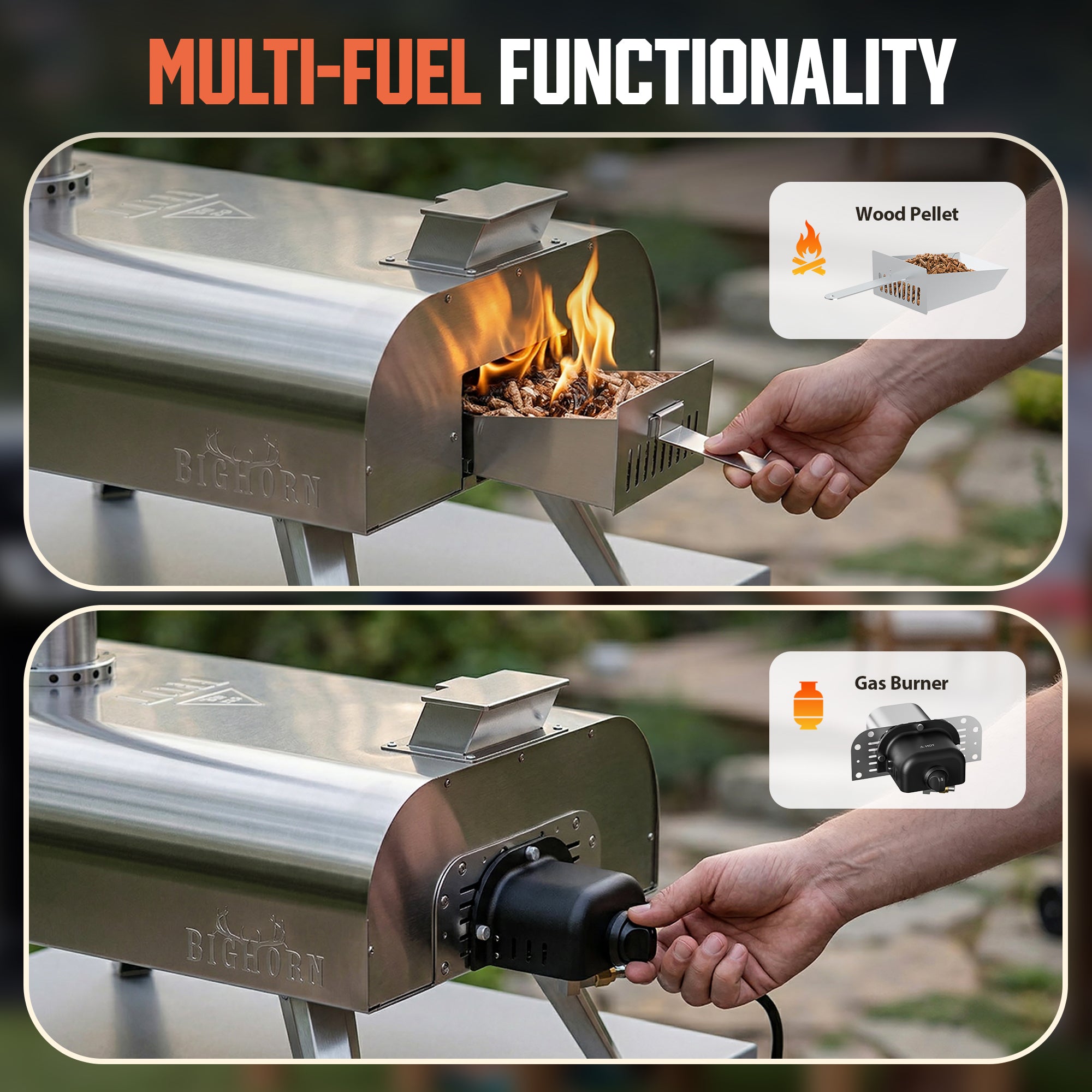 16" Wood Pellet Pizza Oven, Silver/Black