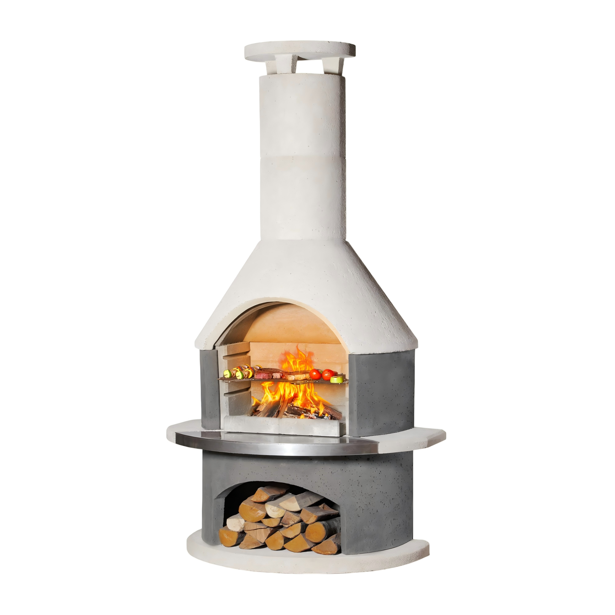 81.9”H Concrete Outdoor Fireplace with Grill