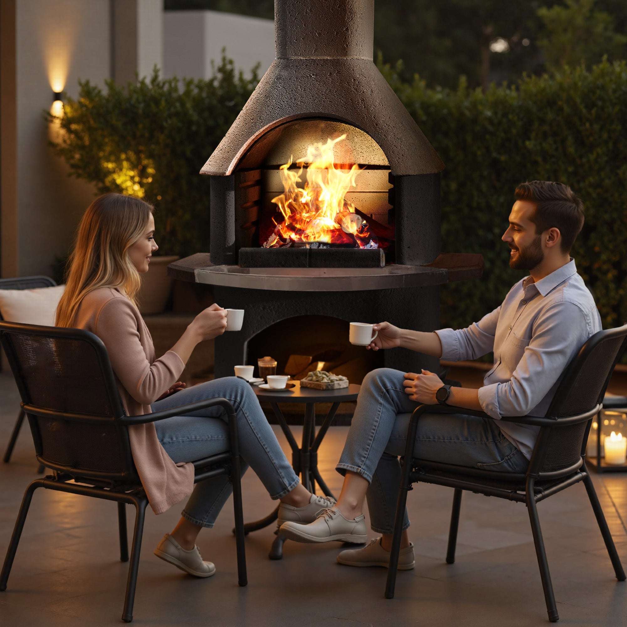 81.9”H Concrete Outdoor Fireplace with Grill