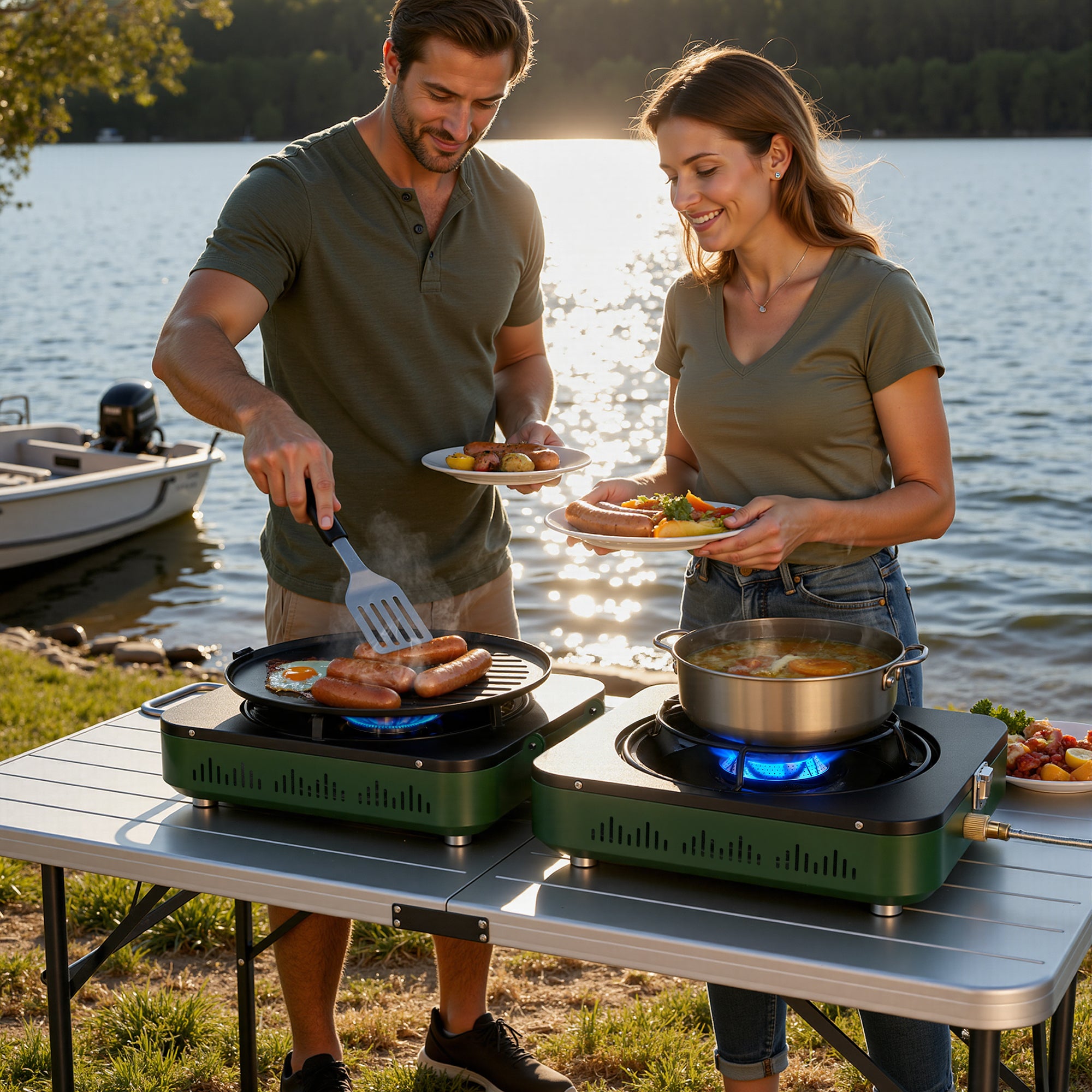 Portable 2 Burner Propane Camping Stove