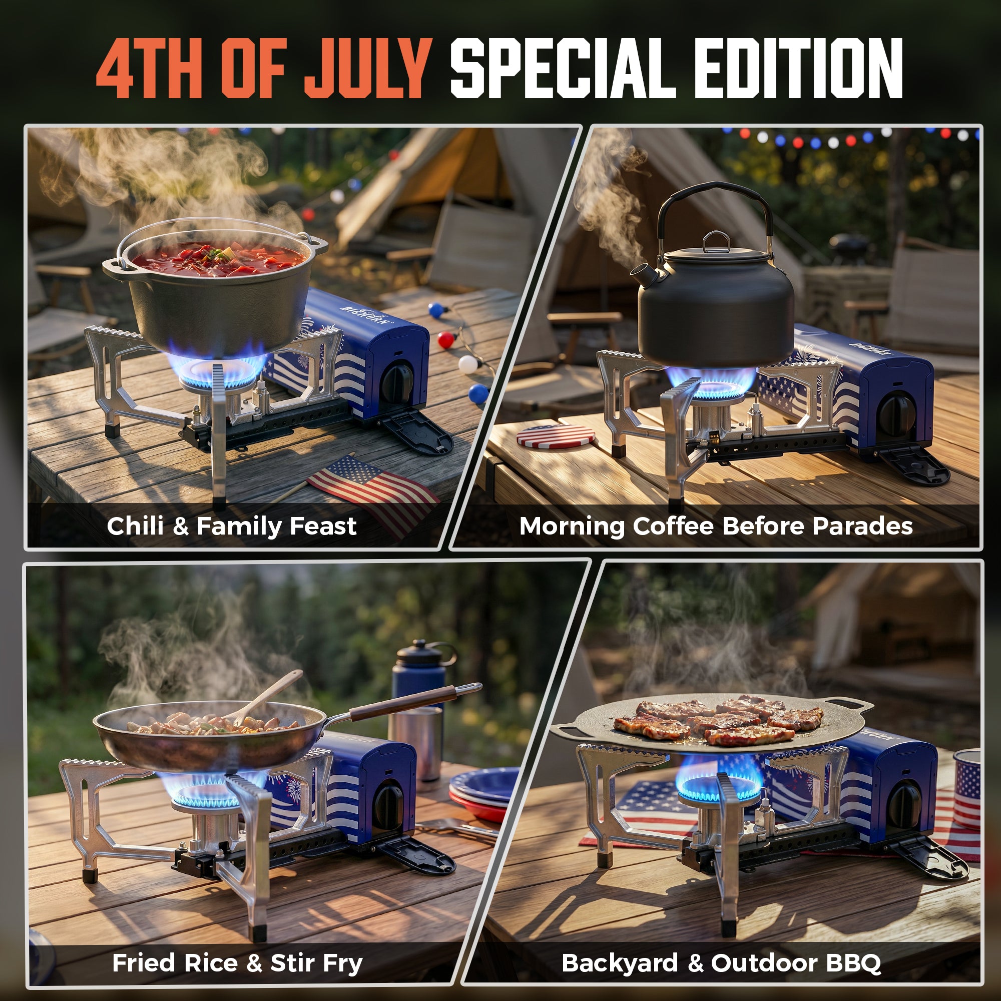 4th of July Special Edition Portable Butane Camping Stove