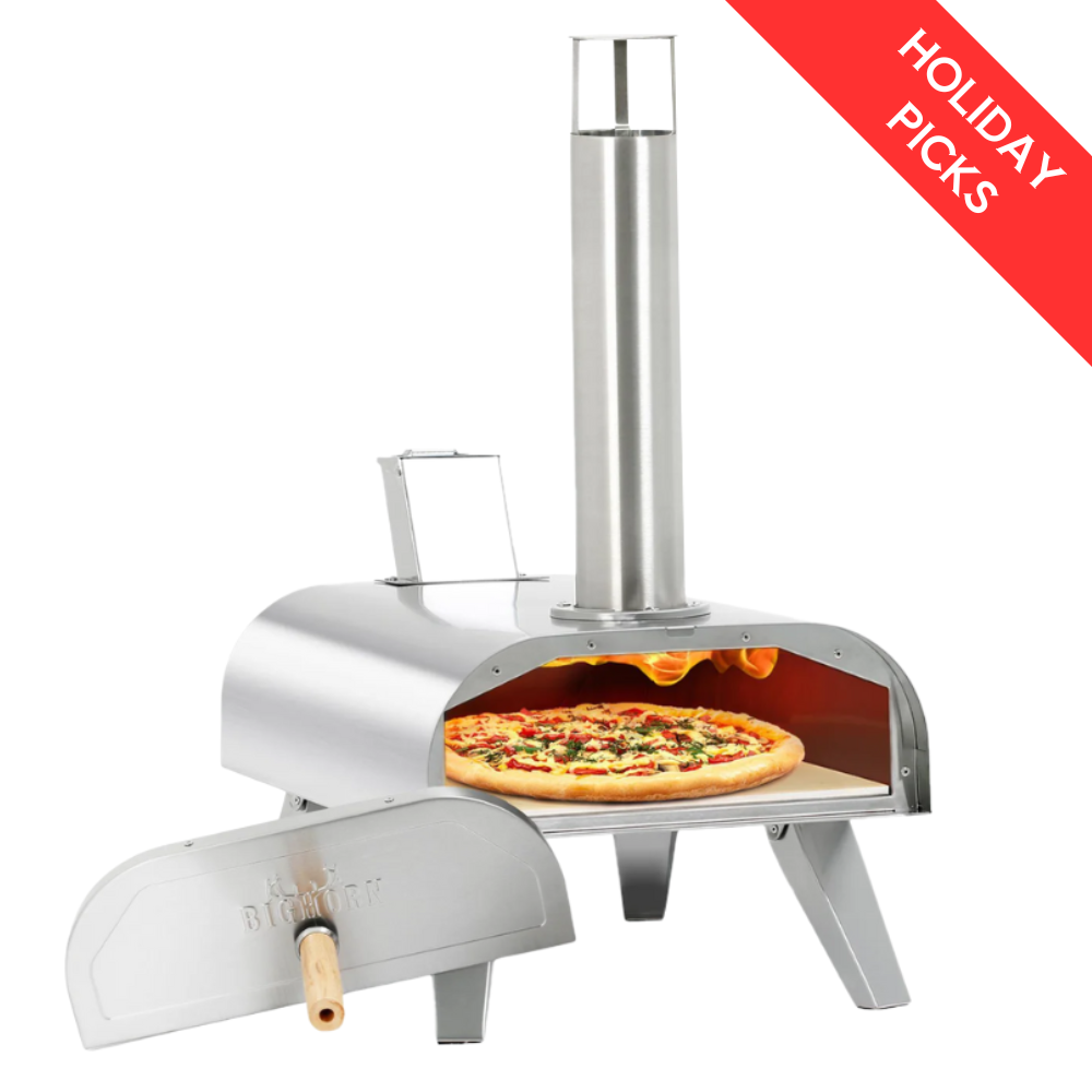 12" Wood Pellet Pizza Oven, Black/Silver, Compatible with Gas Burner and Electric Heater Accessories (Sold Separately)- Hot Sale