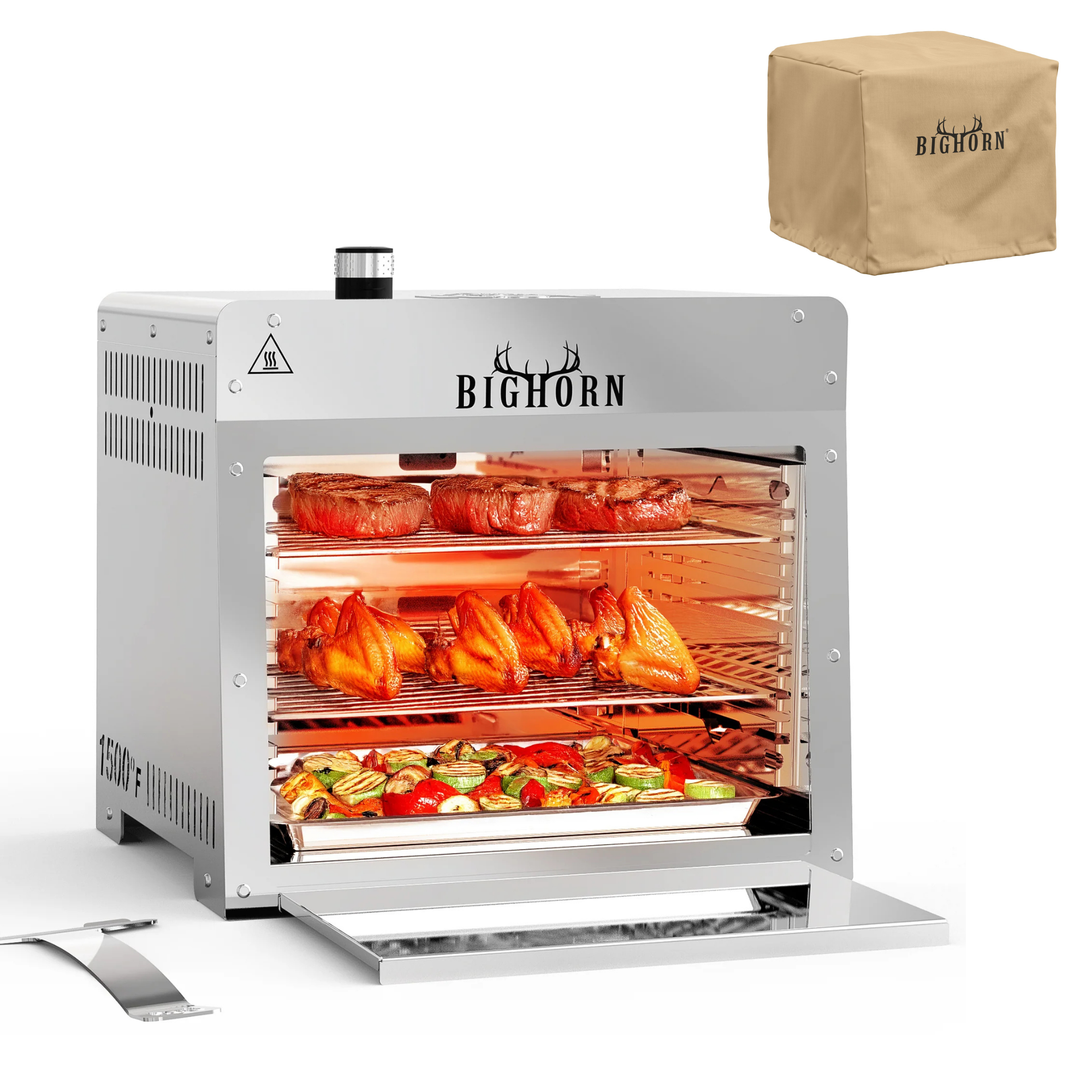 1500℉ Portable Infrared Steak Grill with Cover Bundle- 16 inch