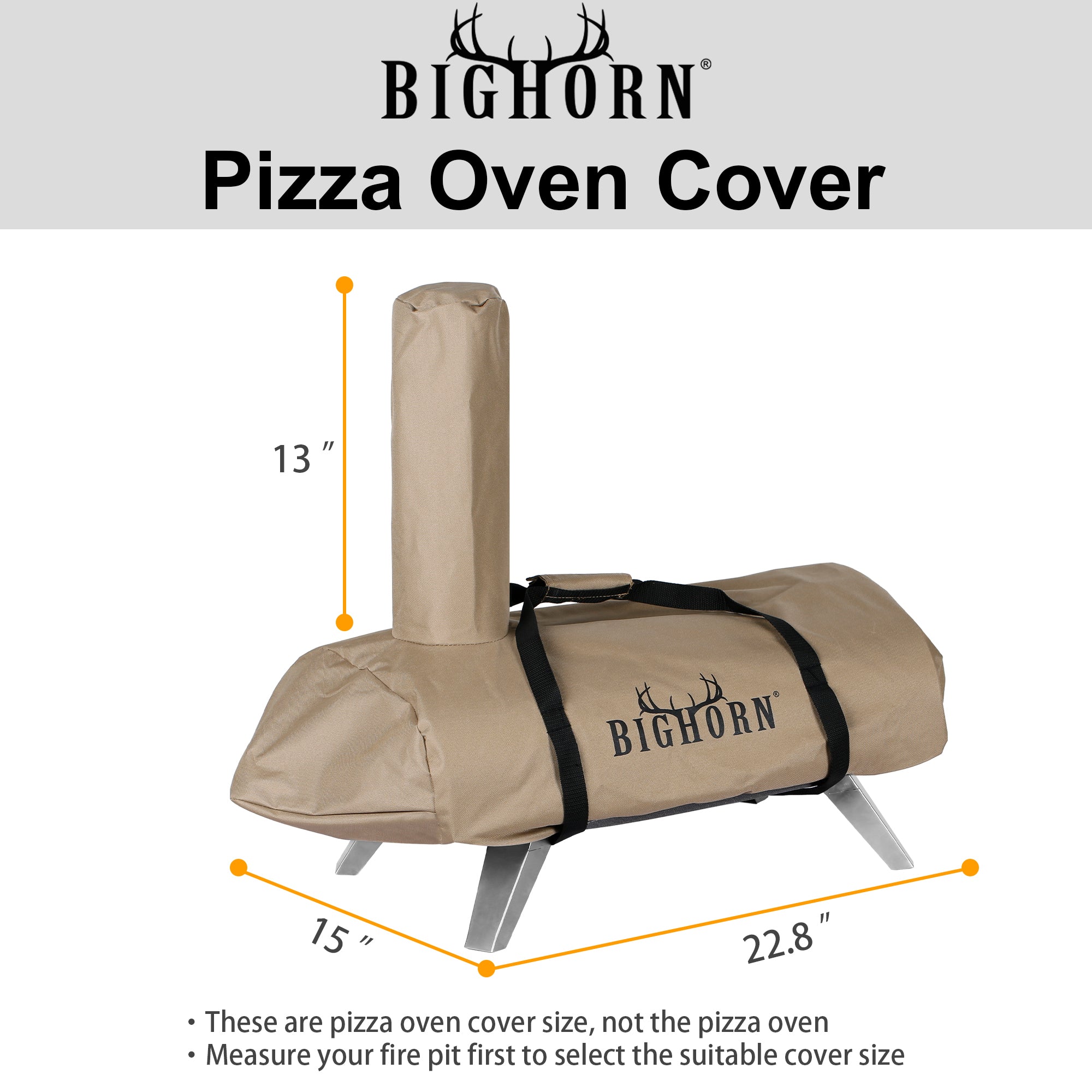 Big Horn Outdoors 12" Pizza Oven Cover in Oxford fabric, weatherproof protection with handle for convenient storage.