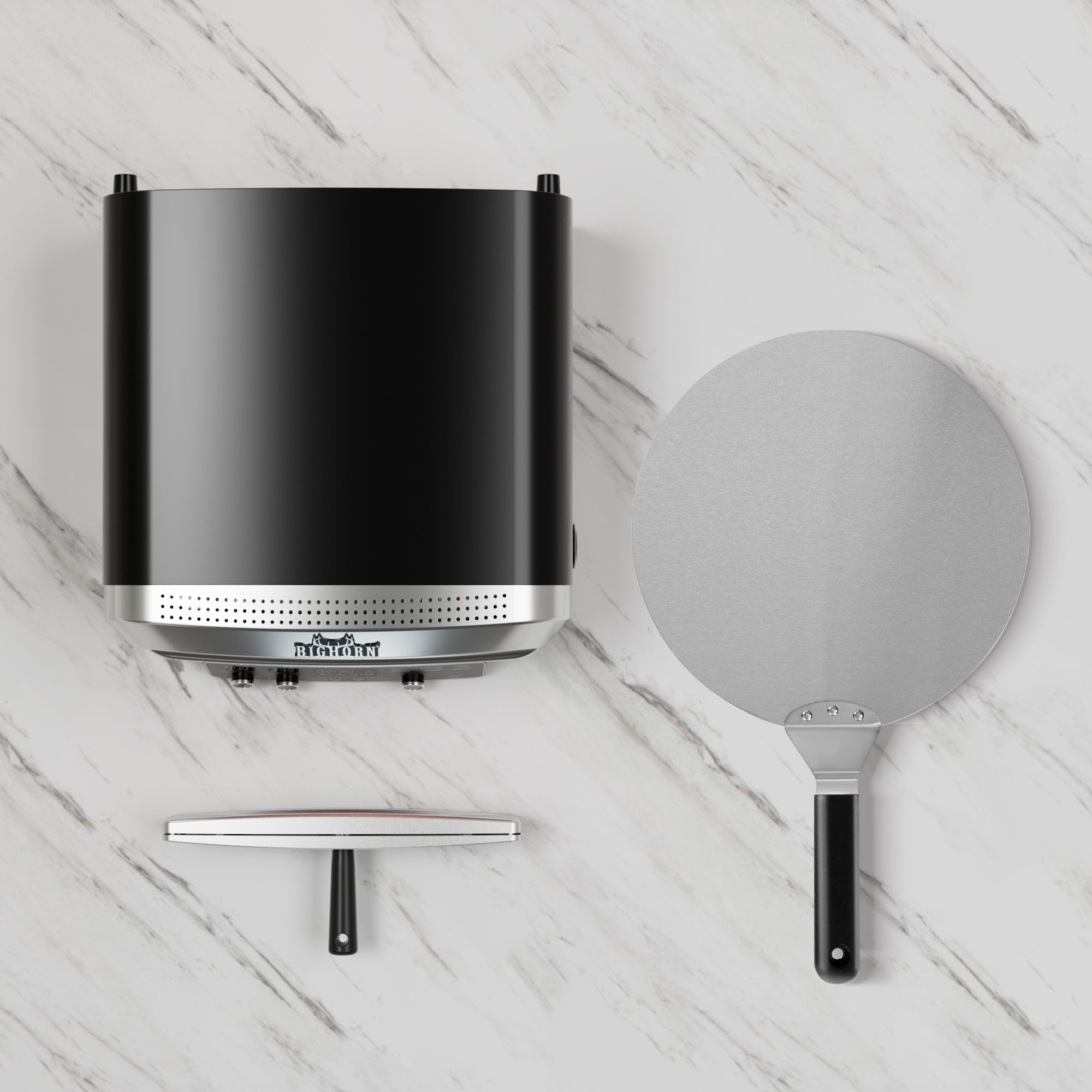 Big Horn 14" Electric Pizza Oven with peel and pizza shovel for indoor countertop pizza making