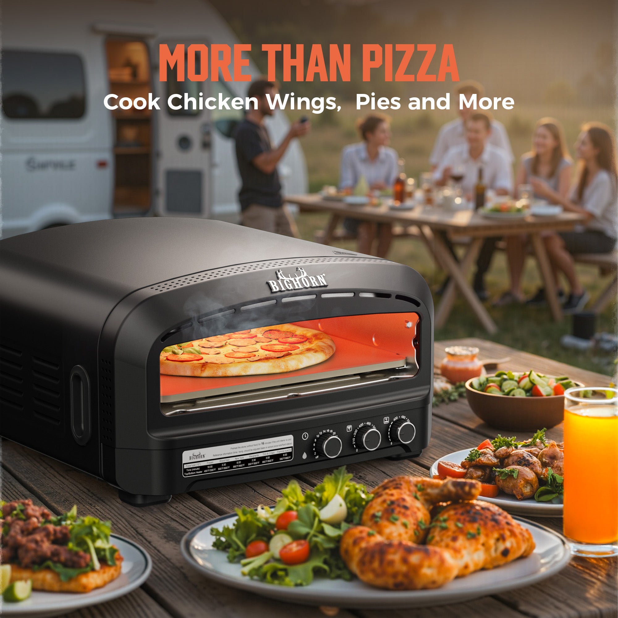Big Horn electric countertop pizza oven cooking pizza and other dishes, More Than Pizza - Cook Chicken Wings, Pies and More