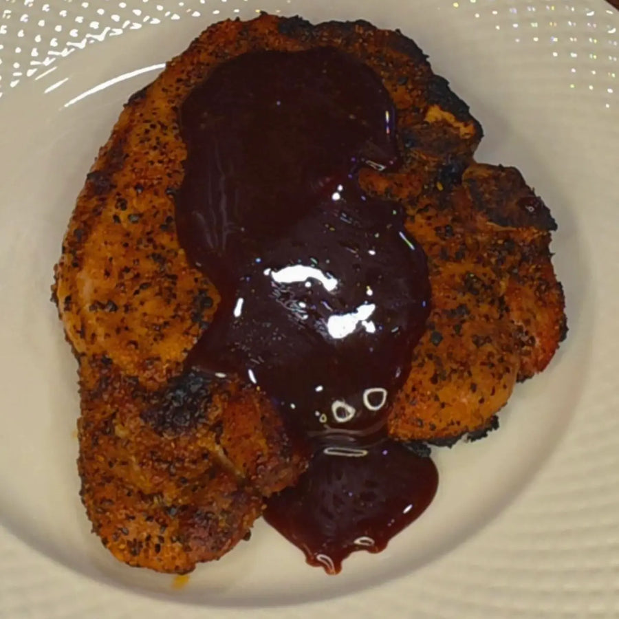 Seared Bone-In Pork Loin Chop with Bourbon Glaze